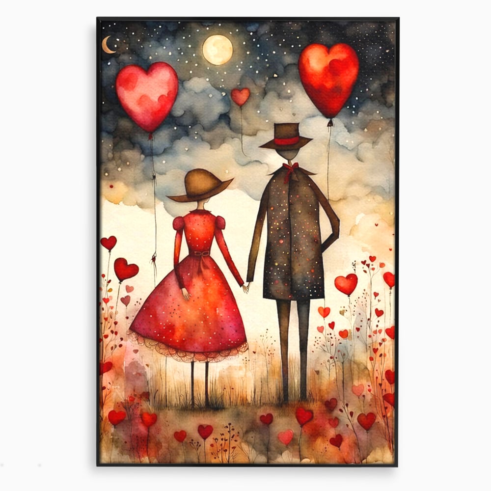 Tablou Canvas Premium, LuxCanva® E1079, Povestea Noastra Sub Luna, Dragoste, Plimbare, Indragostiti, Parc, Tacere, Cer, Luna, Etern, Stele, Pasi, Maini, Emotie, Cuplu, Living, Dormitor
