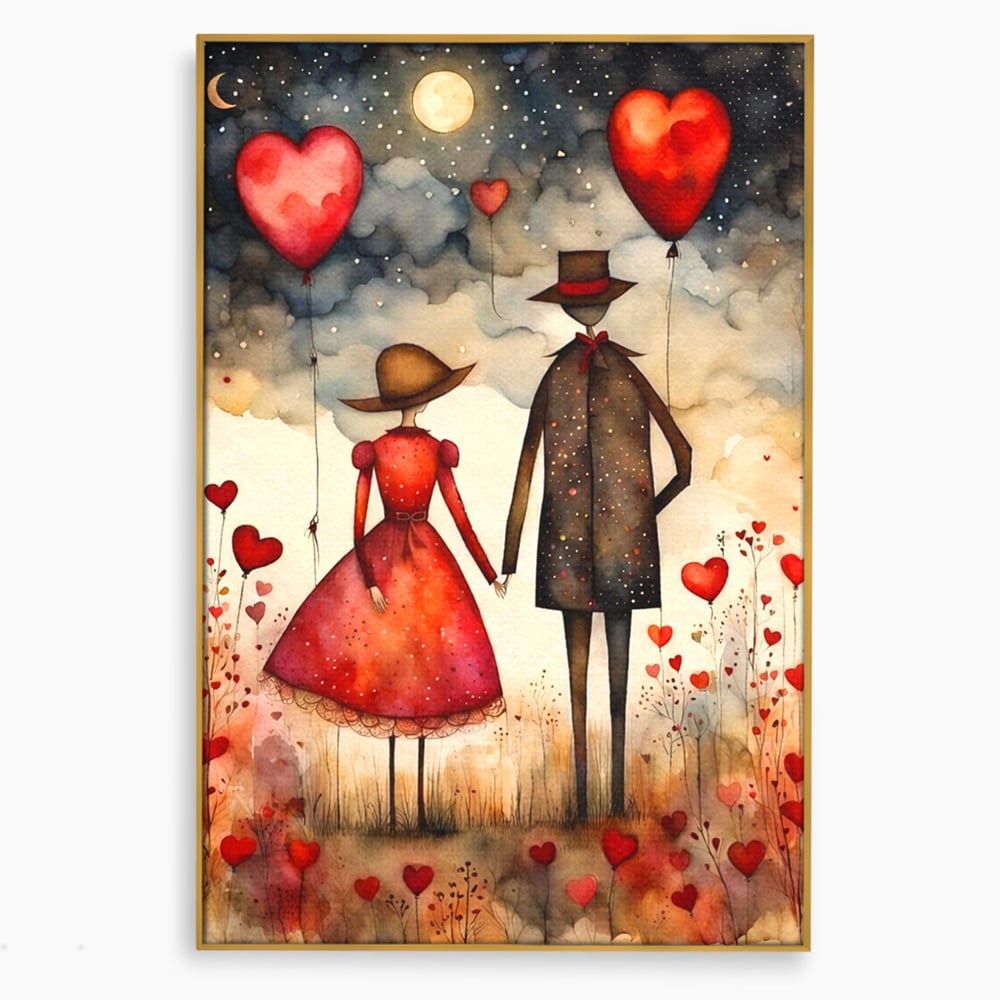 Tablou Canvas Premium, LuxCanva® E1079, Povestea Noastra Sub Luna, Dragoste, Plimbare, Indragostiti, Parc, Tacere, Cer, Luna, Etern, Stele, Pasi, Maini, Emotie, Cuplu, Living, Dormitor