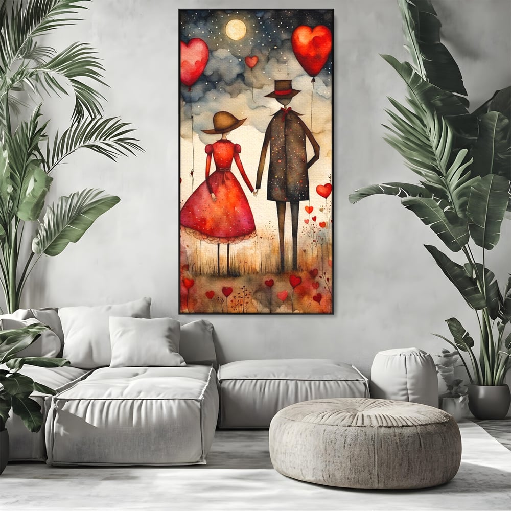 Tablou Canvas Premium, LuxCanva® E1079, Povestea Noastra Sub Luna, Dragoste, Plimbare, Indragostiti, Parc, Tacere, Cer, Luna, Etern, Stele, Pasi, Maini, Emotie, Cuplu, Living, Dormitor