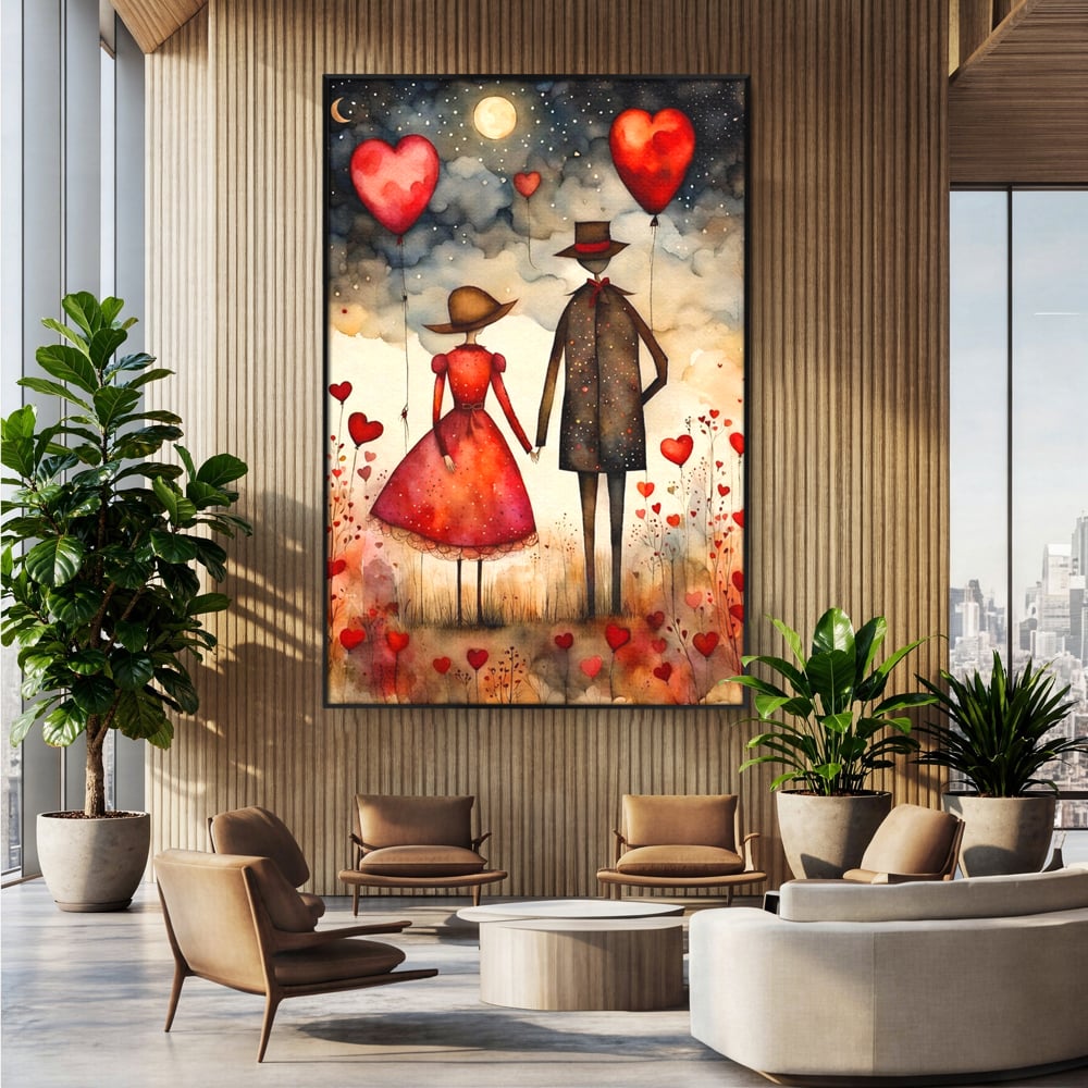 Tablou Canvas Premium, LuxCanva® E1079, Povestea Noastra Sub Luna, Dragoste, Plimbare, Indragostiti, Parc, Tacere, Cer, Luna, Etern, Stele, Pasi, Maini, Emotie, Cuplu, Living, Dormitor