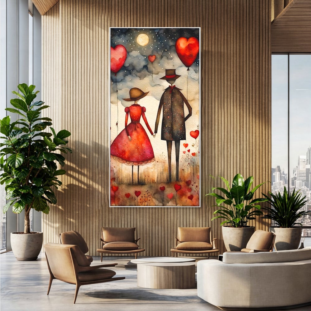 Tablou Canvas Premium, LuxCanva® E1079, Povestea Noastra Sub Luna, Dragoste, Plimbare, Indragostiti, Parc, Tacere, Cer, Luna, Etern, Stele, Pasi, Maini, Emotie, Cuplu, Living, Dormitor