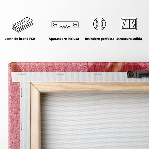 Tablou Canvas Premium, LuxCanva® E1081, Firul Dragostei, Dragoste, Inima, Roz, Fir, Atarnat, Mana, Degete, Daruire, Iubire, Valentine’s Day, Catifea, Promisiune, Living, Dormitor