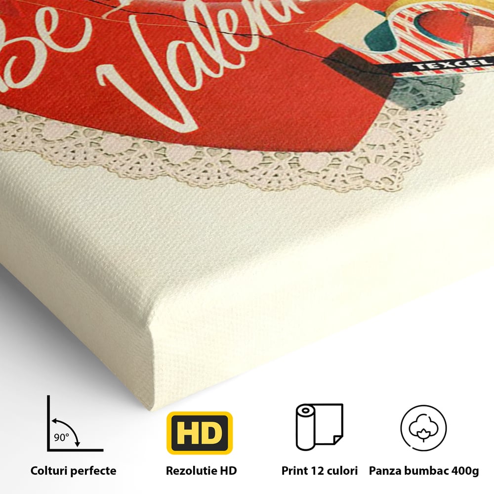 Tablou Canvas Premium, LuxCanva® E1083, Colajul Iubirii, Dragoste, Inima, Arta, Iubire, Clasic, Vintage, Retro, Felicitare, Nostalgie, Handmade, Maini, Degete, Living, Dormitor