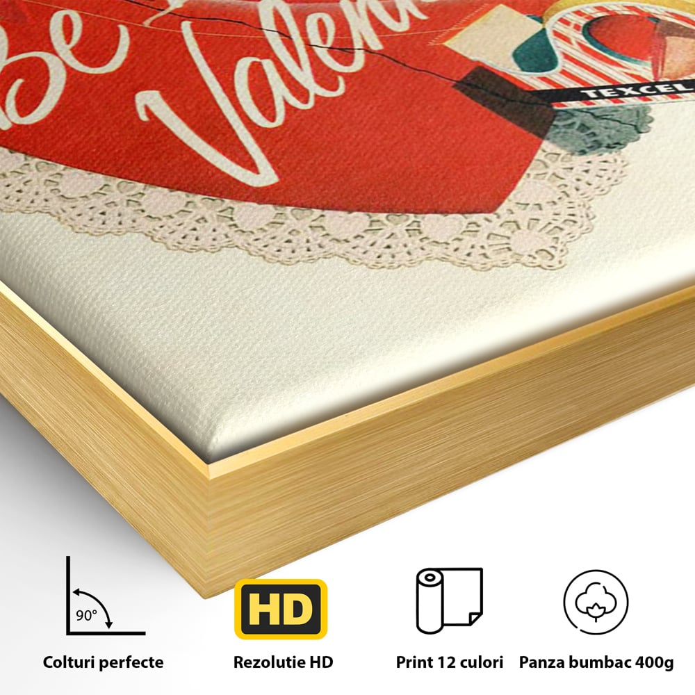 Tablou Canvas Premium, LuxCanva® E1083, Colajul Iubirii, Dragoste, Inima, Arta, Iubire, Clasic, Vintage, Retro, Felicitare, Nostalgie, Handmade, Maini, Degete, Living, Dormitor