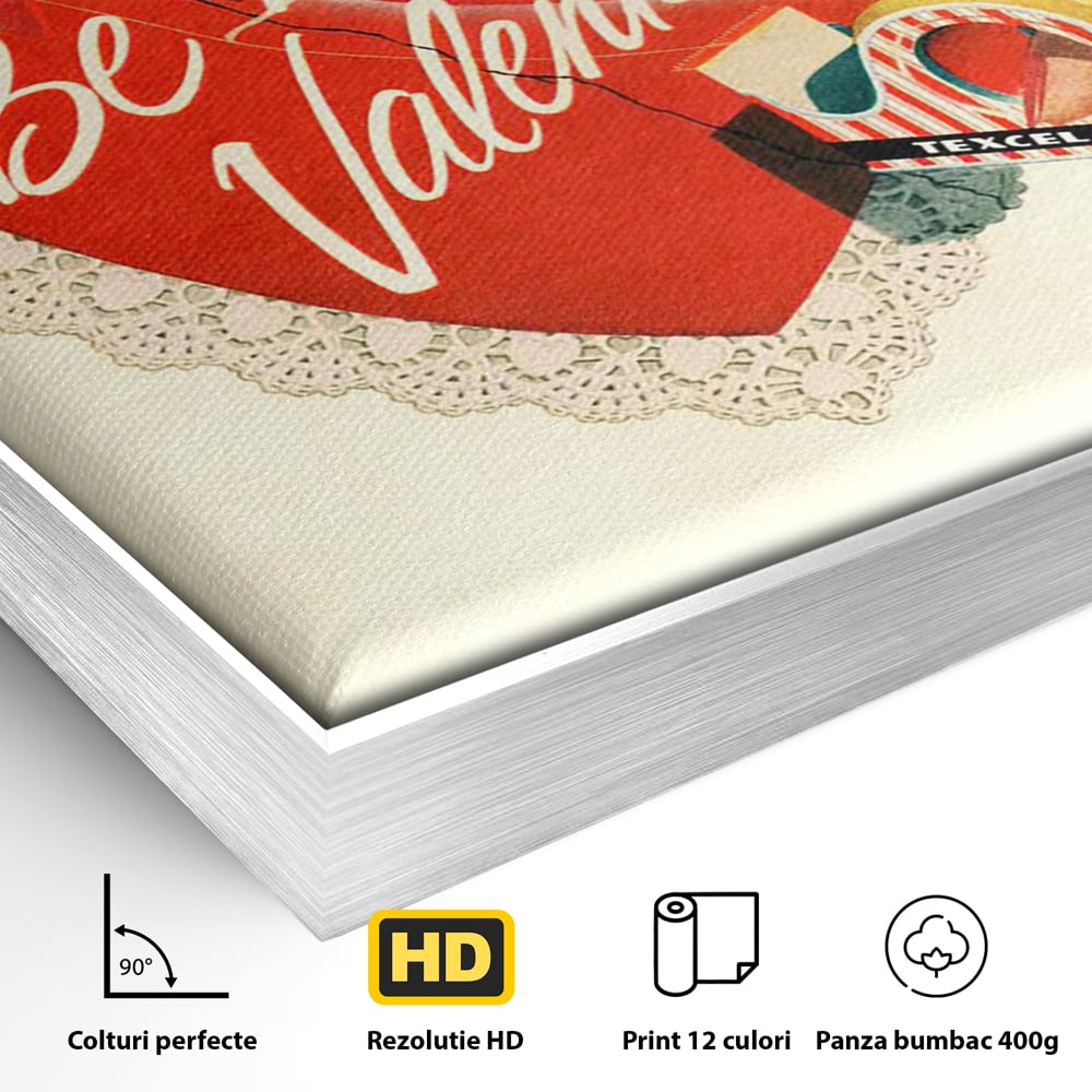 Tablou Canvas Premium, LuxCanva® E1083, Colajul Iubirii, Dragoste, Inima, Arta, Iubire, Clasic, Vintage, Retro, Felicitare, Nostalgie, Handmade, Maini, Degete, Living, Dormitor