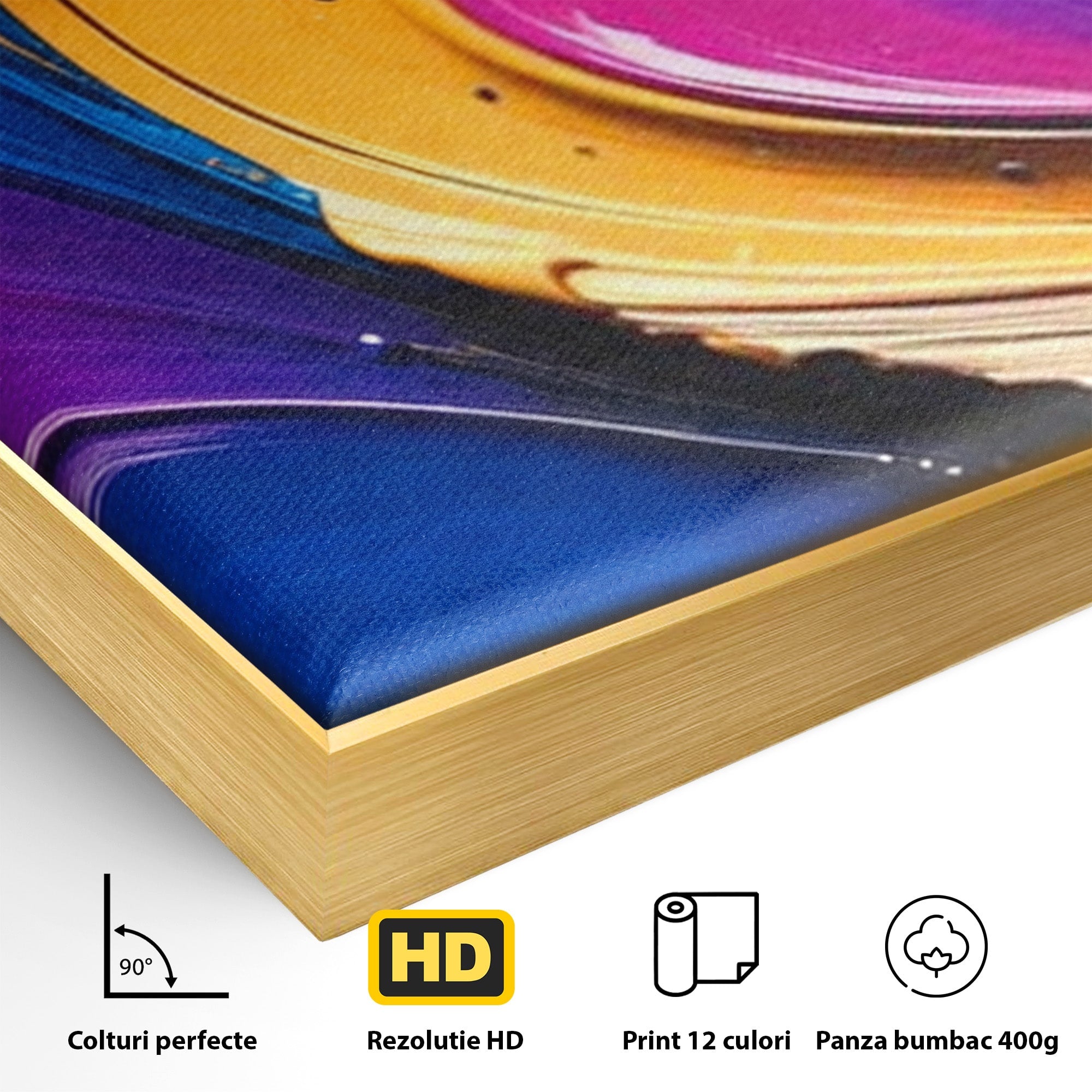 Set 2 Tablouri Canvas Premium LuxCanva® E2-1040, Aripile Vietii, Abstract, Fluid, Texturat, Aripi, Calm, Living Room, Culori vibrante