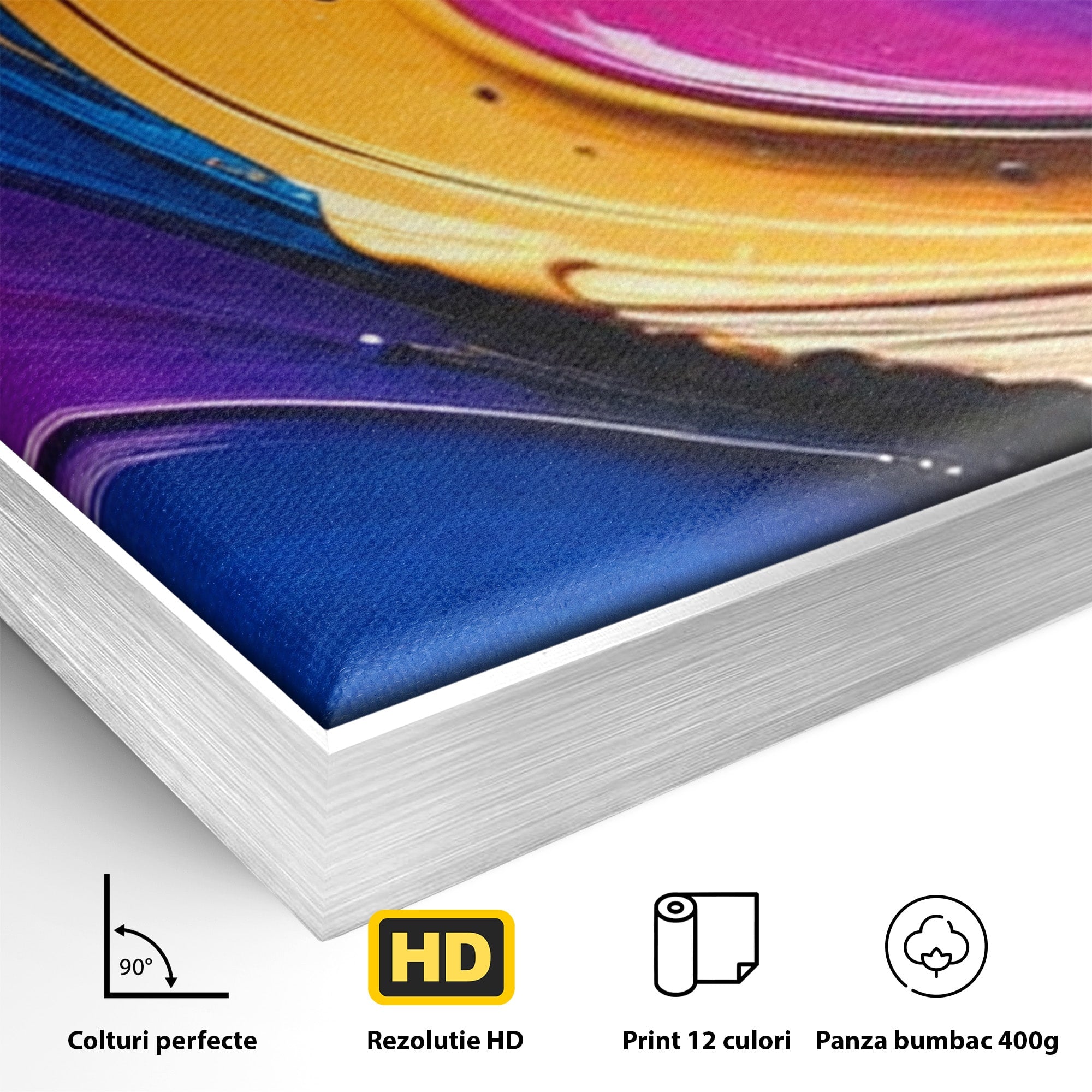 Set 2 Tablouri Canvas Premium LuxCanva® E2-1040, Aripile Vietii, Abstract, Fluid, Texturat, Aripi, Calm, Living Room, Culori vibrante