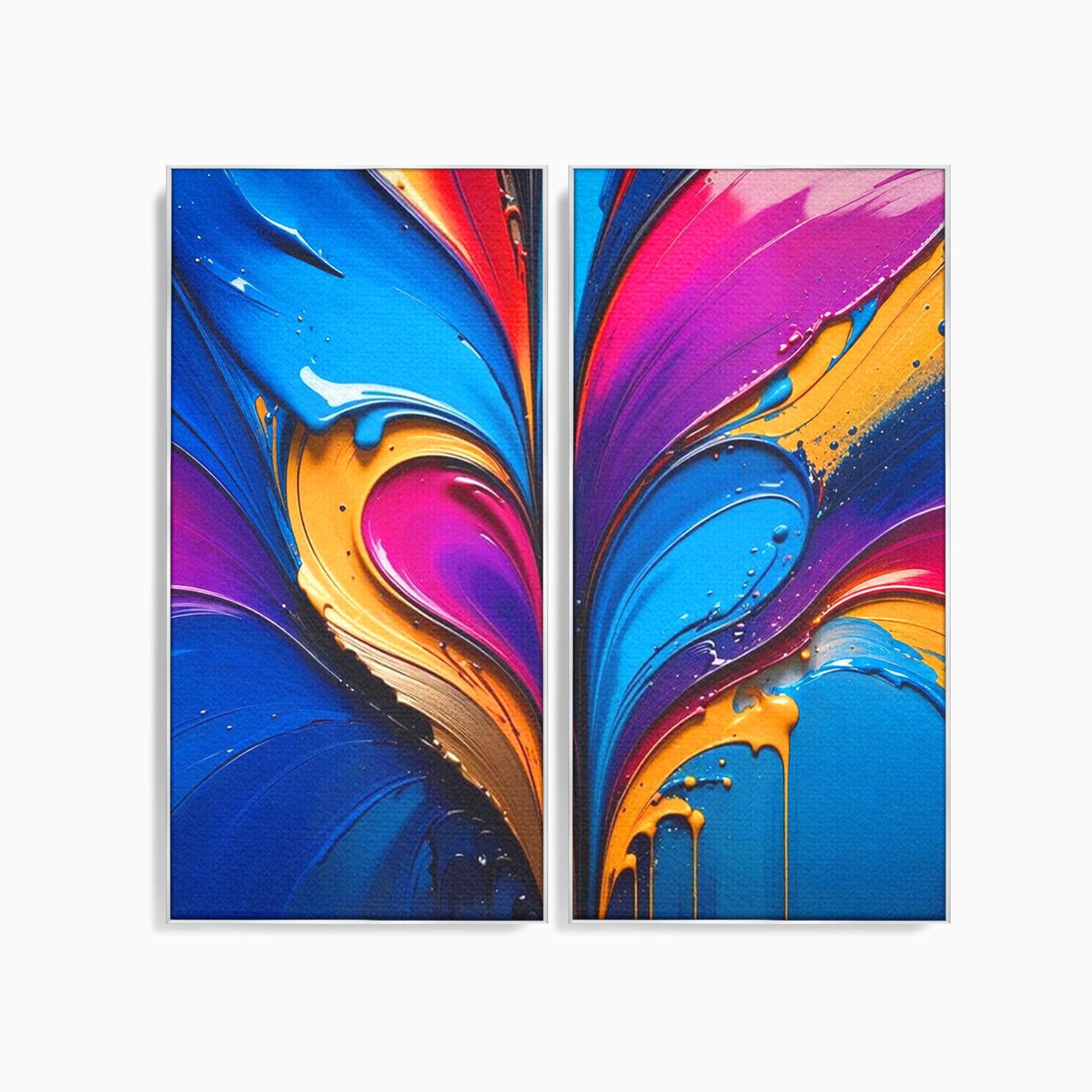 Set 2 Tablouri Canvas Premium LuxCanva® E2-1040, Aripile Vietii, Abstract, Fluid, Texturat, Aripi, Calm, Living Room, Culori vibrante