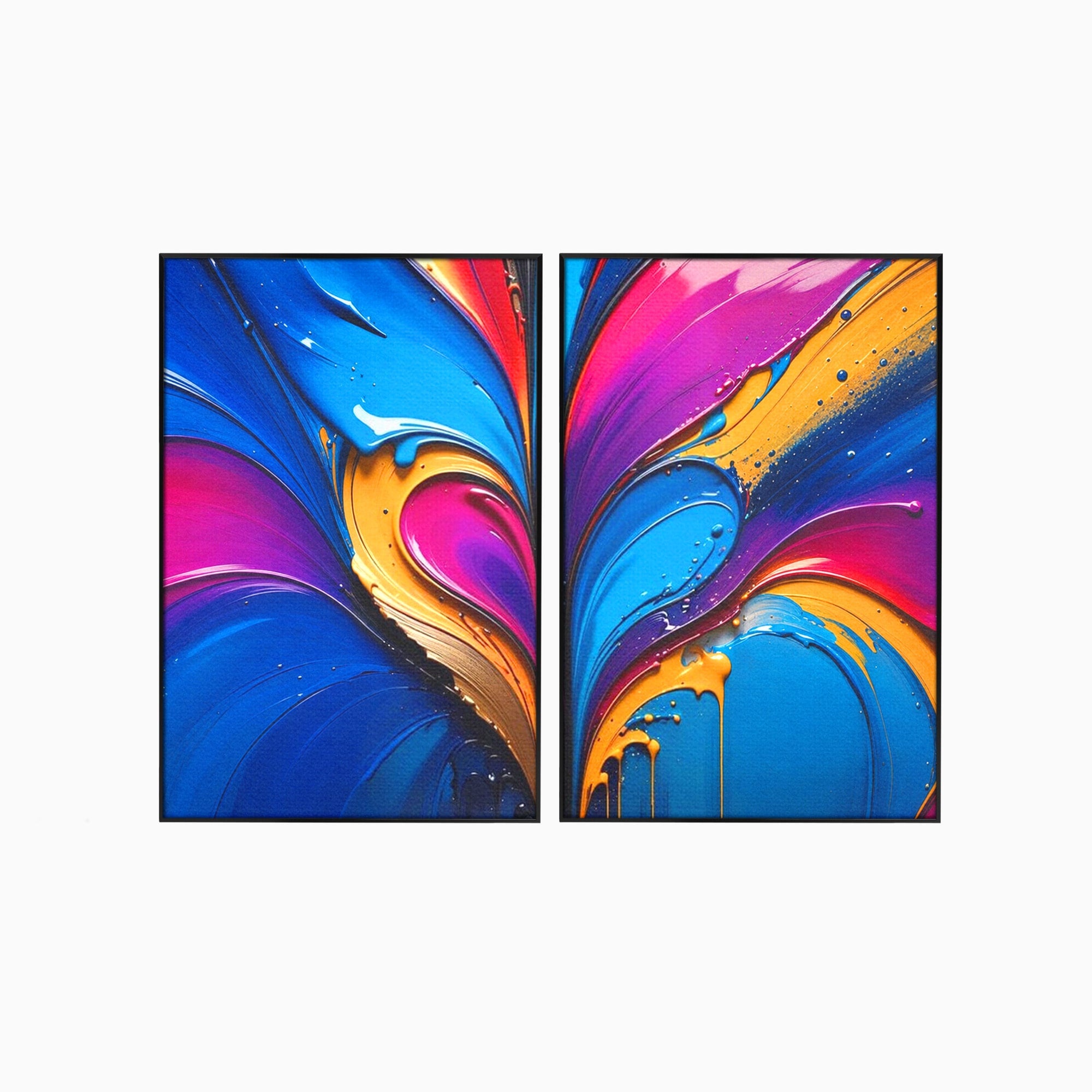 Set 2 Tablouri Canvas Premium LuxCanva® E2-1040, Aripile Vietii, Abstract, Fluid, Texturat, Aripi, Calm, Living Room, Culori vibrante