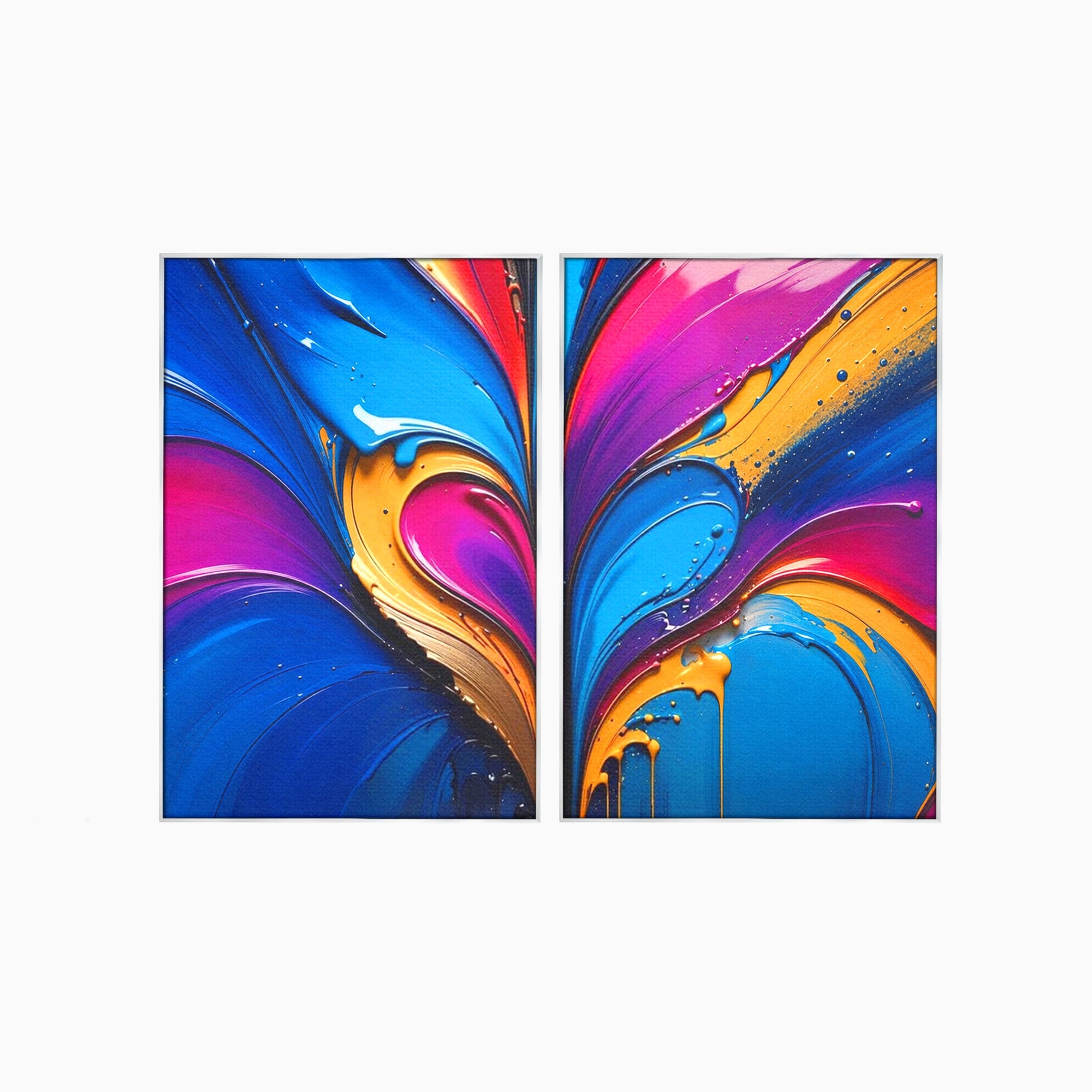 Set 2 Tablouri Canvas Premium LuxCanva® E2-1040, Aripile Vietii, Abstract, Fluid, Texturat, Aripi, Calm, Living Room, Culori vibrante