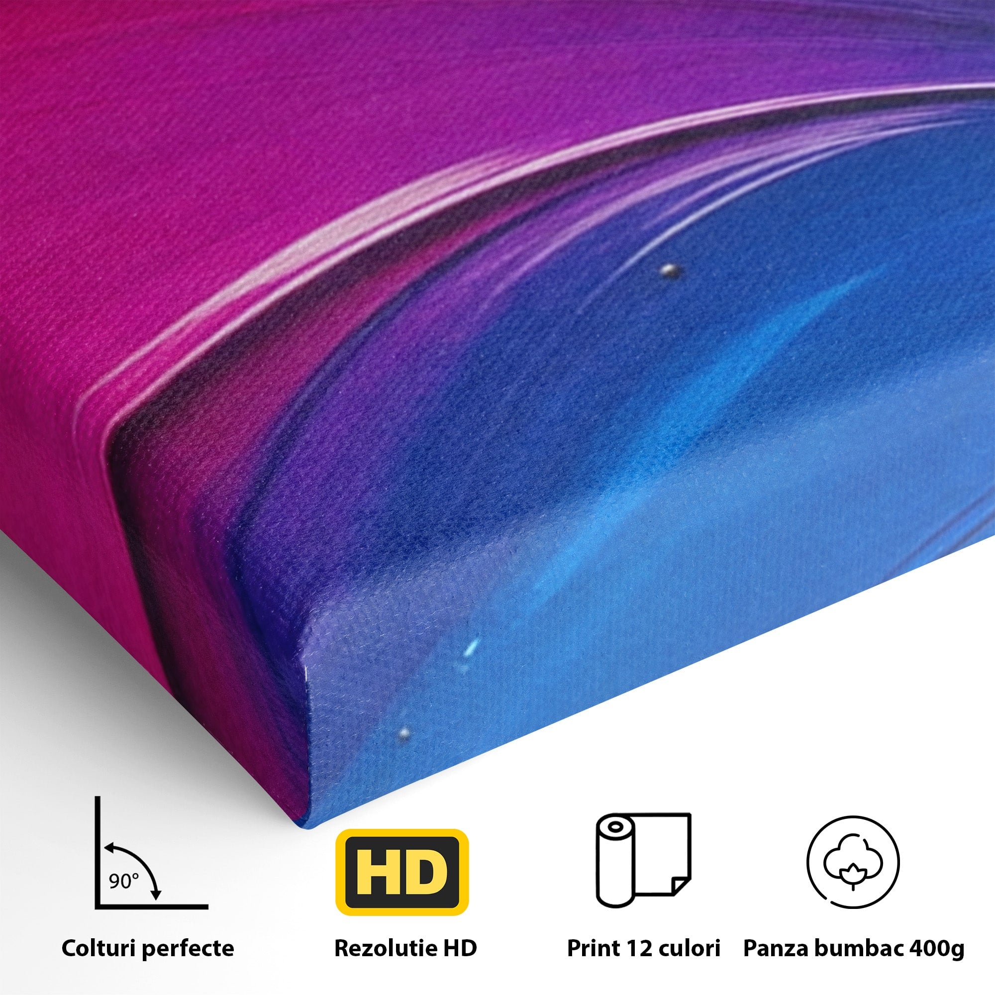 Set 3 Tablouri Canvas Premium LuxCanva® E3-1040, Aripile Vietii, Abstract, Fluid, Texturat, Aripi, Calm, Living Room, Culori vibrante