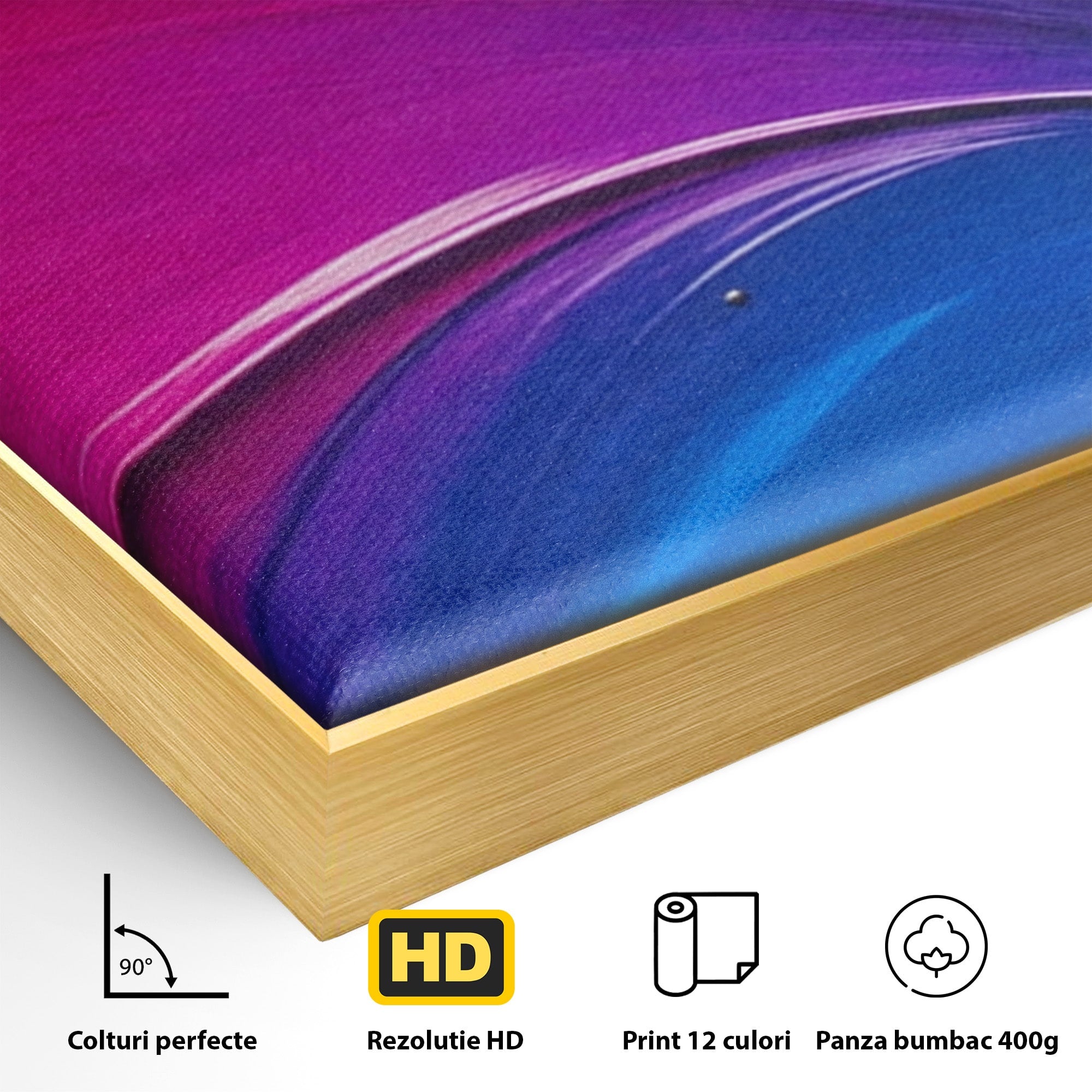 Set 3 Tablouri Canvas Premium LuxCanva® E3-1040, Aripile Vietii, Abstract, Fluid, Texturat, Aripi, Calm, Living Room, Culori vibrante