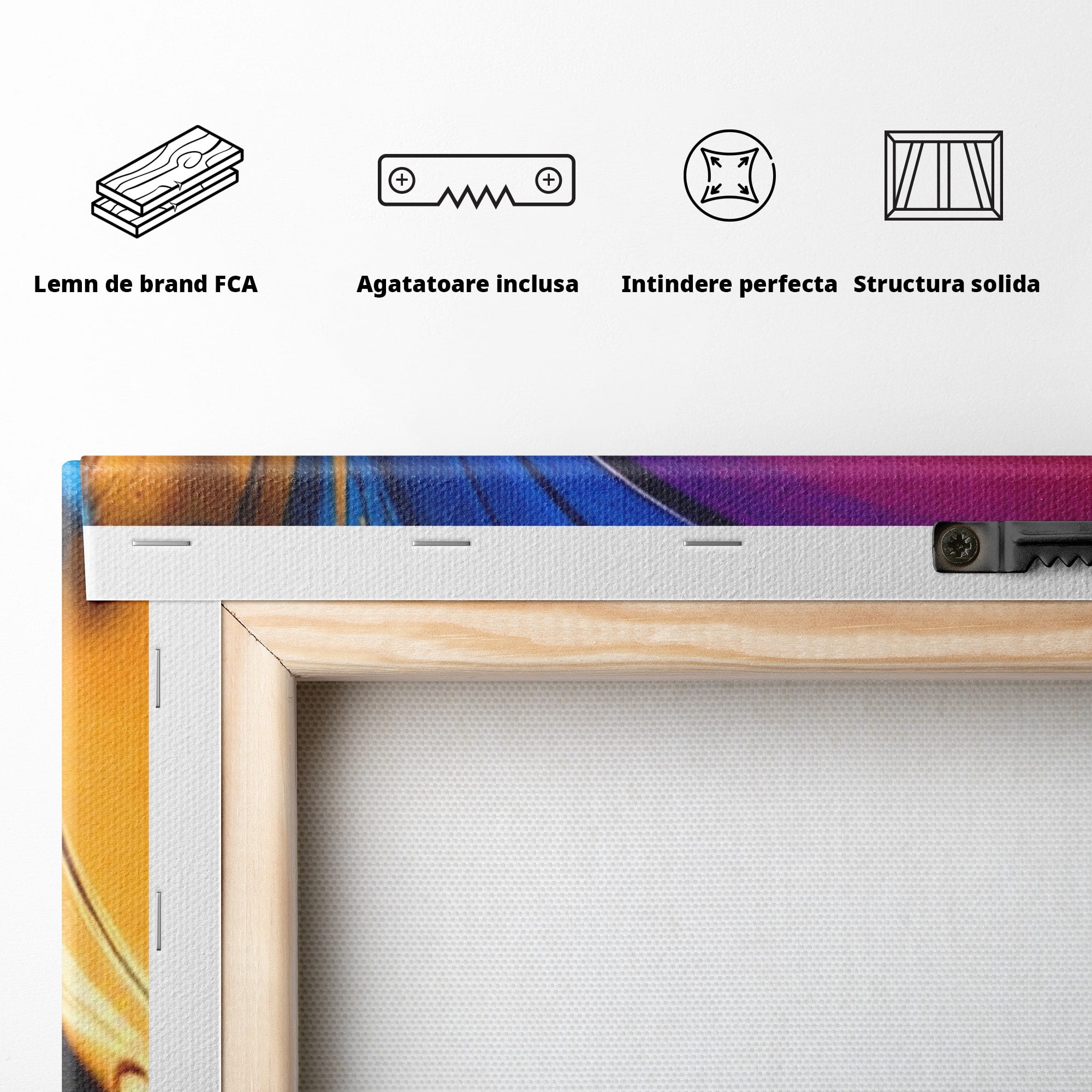 Set 3 Tablouri Canvas Premium LuxCanva® E3-1040, Aripile Vietii, Abstract, Fluid, Texturat, Aripi, Calm, Living Room, Culori vibrante