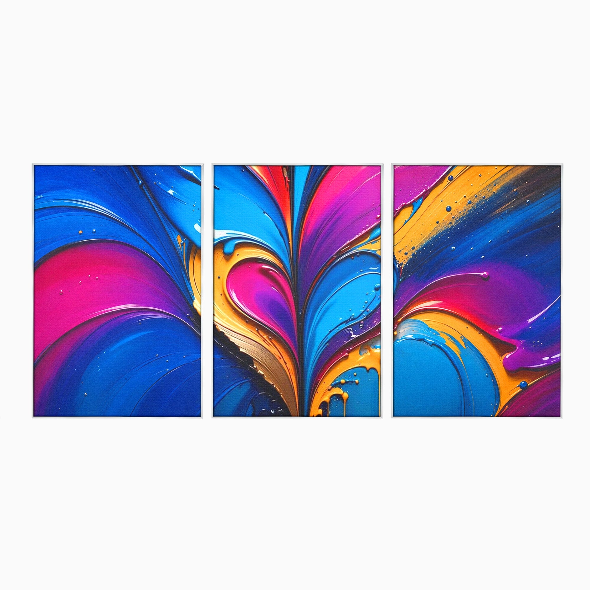 Set 3 Tablouri Canvas Premium LuxCanva® E3-1040, Aripile Vietii, Abstract, Fluid, Texturat, Aripi, Calm, Living Room, Culori vibrante