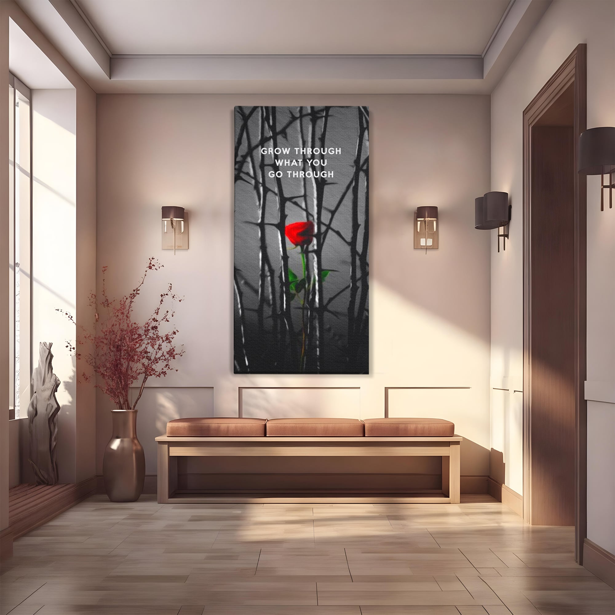 Tablou Canvas Premium LuxCanva® F1000, Puterea de a Inflori , Speranta, Vindecare, Evolutie, Curaj, Perseverenta, Living Room, Culori vibrante