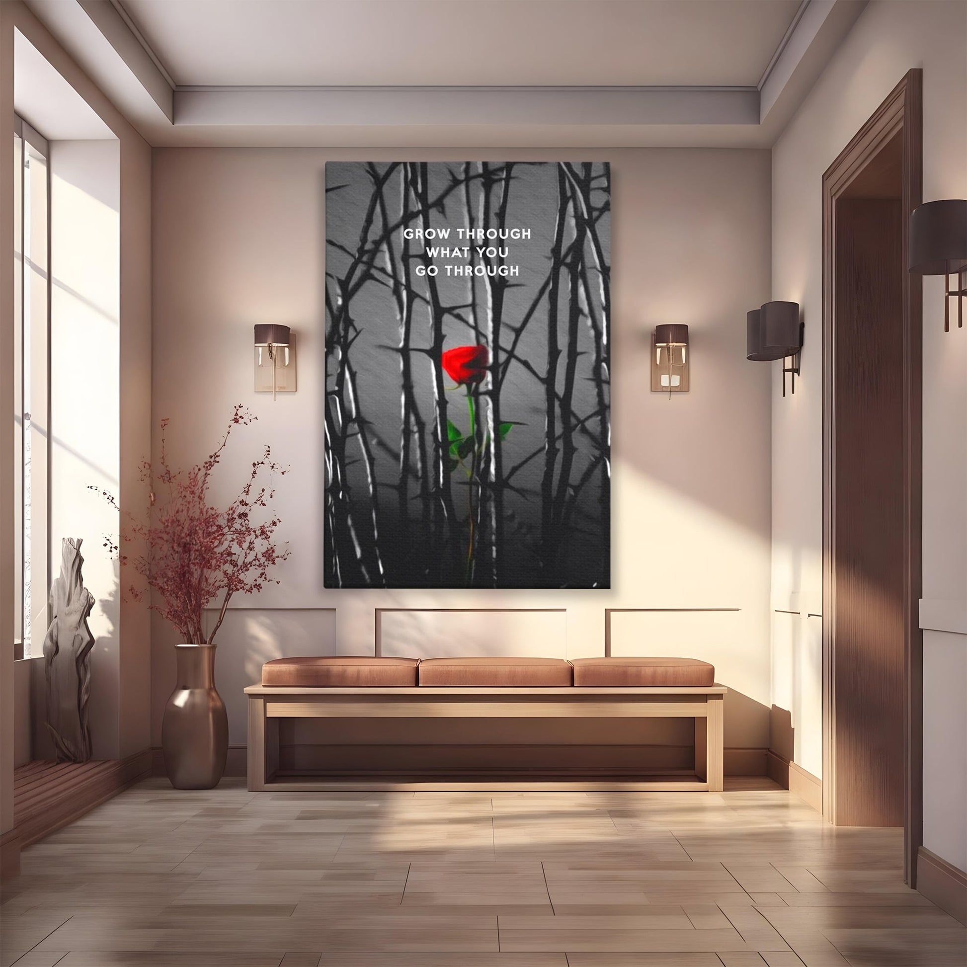 Tablou Canvas Premium LuxCanva® F1000, Puterea de a Inflori , Speranta, Vindecare, Evolutie, Curaj, Perseverenta, Living Room, Culori vibrante