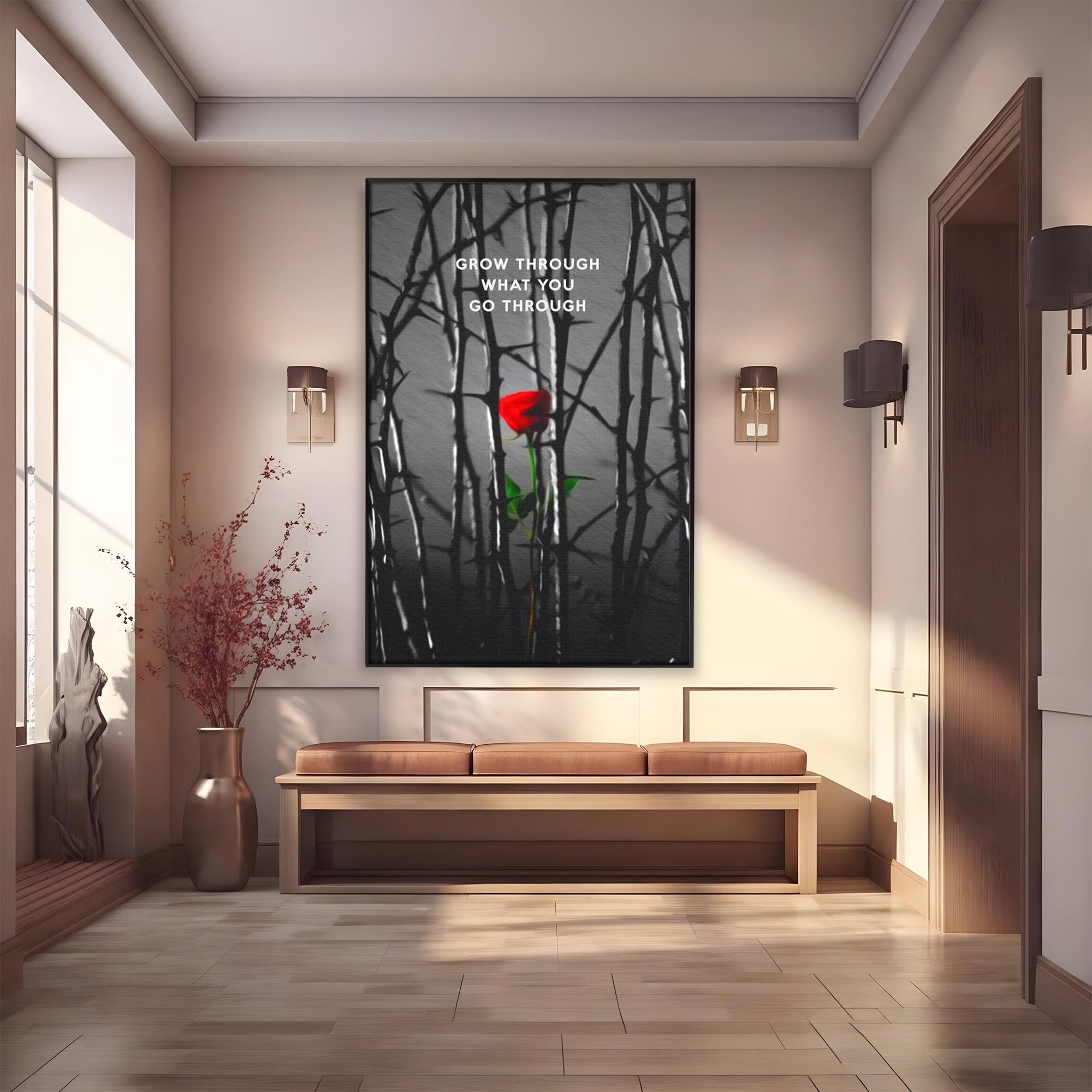 Tablou Canvas Premium LuxCanva® F1000, Puterea de a Inflori , Speranta, Vindecare, Evolutie, Curaj, Perseverenta, Living Room, Culori vibrante