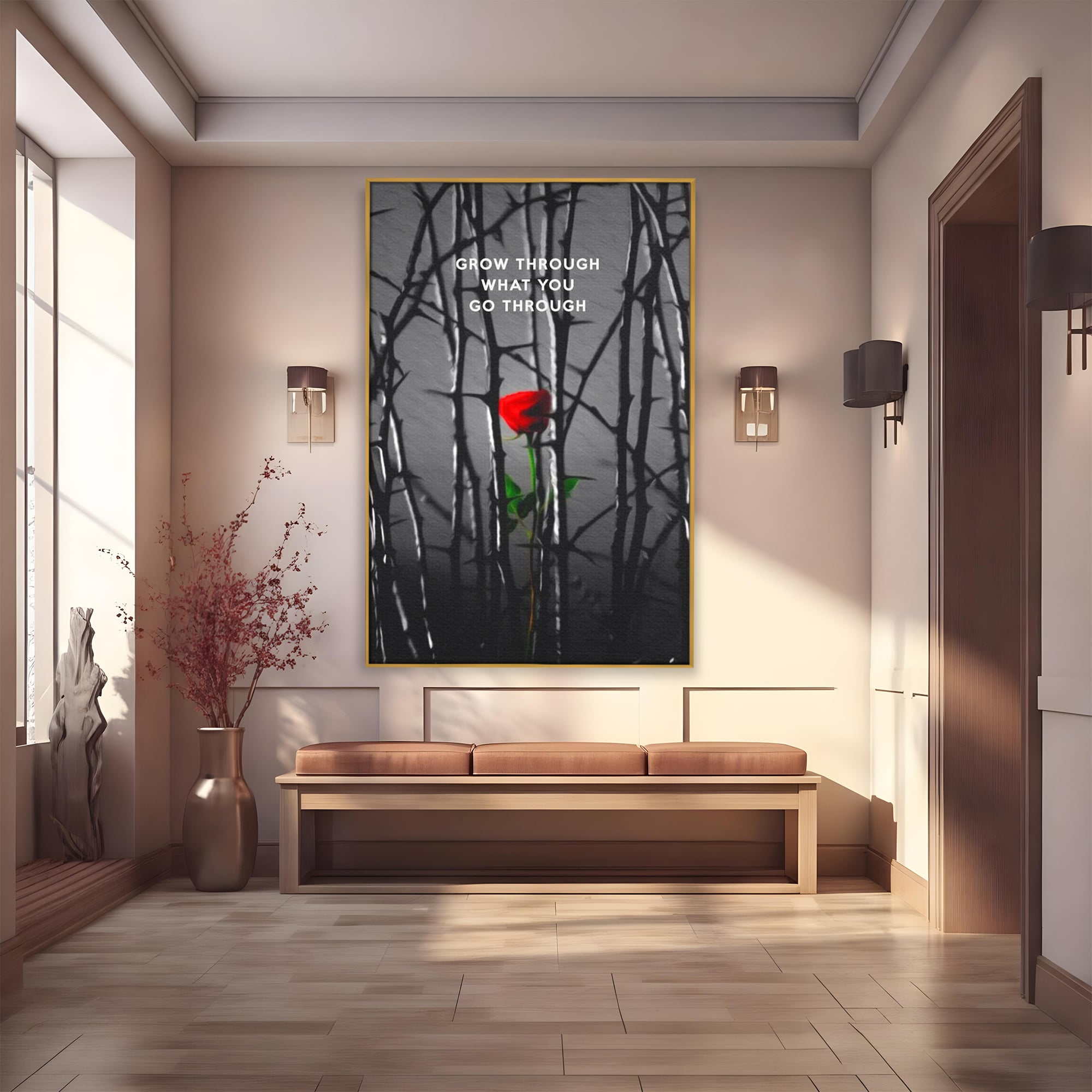 Tablou Canvas Premium LuxCanva® F1000, Puterea de a Inflori , Speranta, Vindecare, Evolutie, Curaj, Perseverenta, Living Room, Culori vibrante