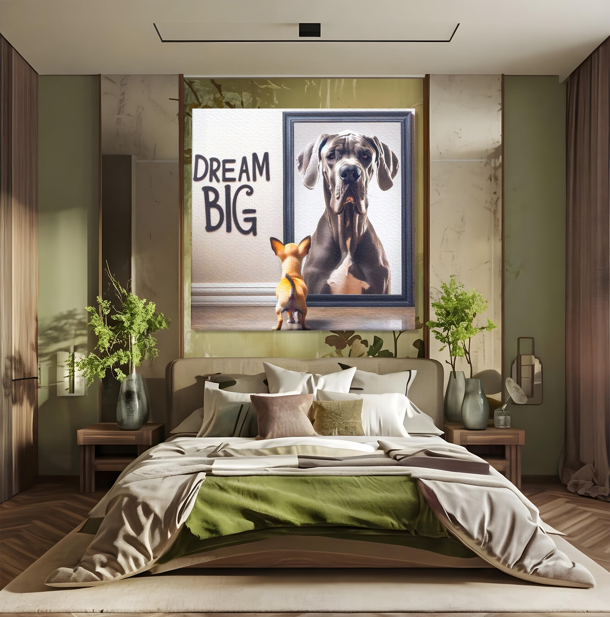 Leinwandbilder Premium LuxCanva® F1001, Die Macht der Träume, Inspiration, Ehrgeiz, Ziele, Gewinner, Hunde, Wohnzimmer, Lebendige Farben