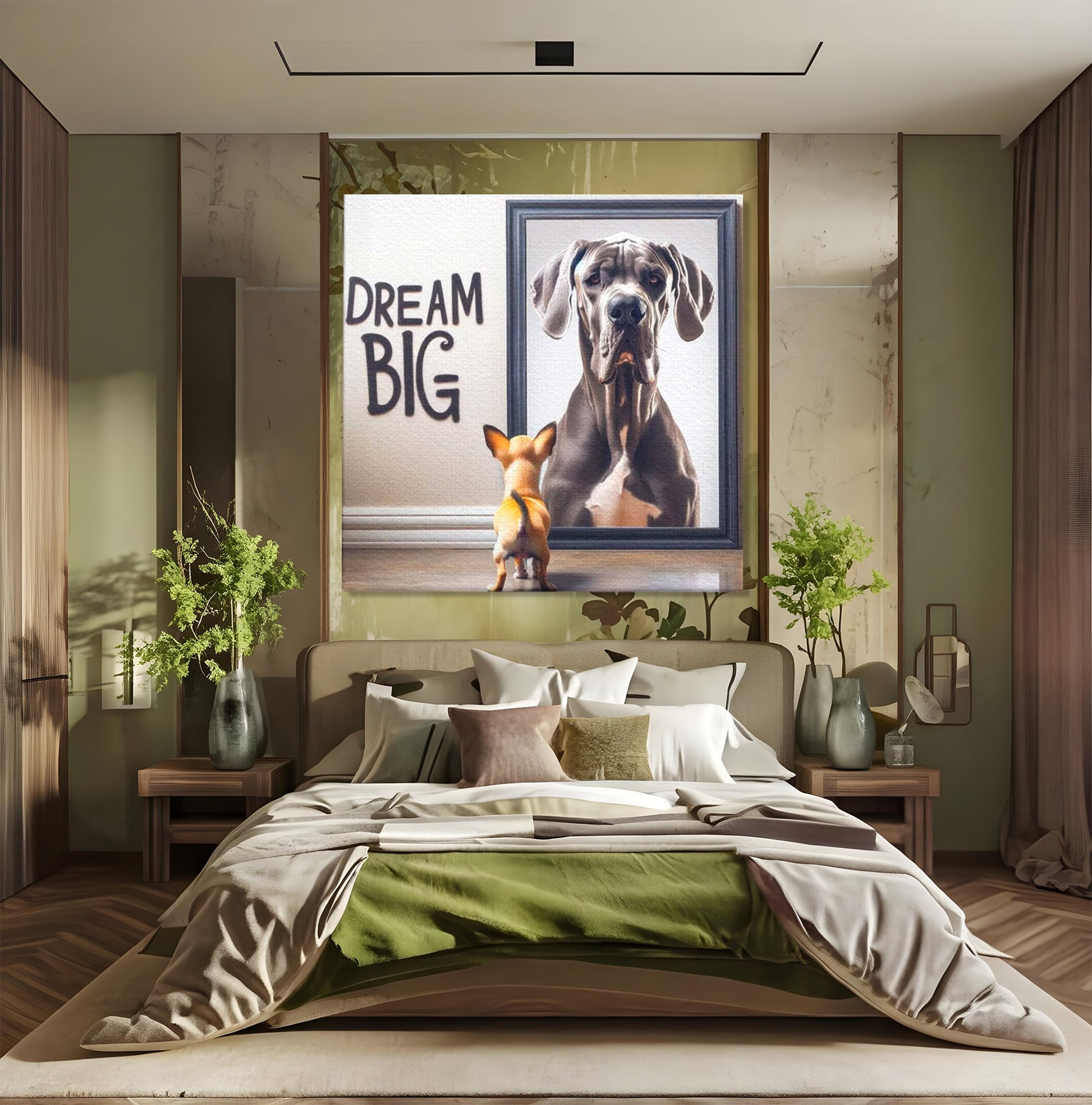 Leinwandbilder Premium LuxCanva® F1001, Die Macht der Träume, Inspiration, Ehrgeiz, Ziele, Gewinner, Hunde, Wohnzimmer, Lebendige Farben