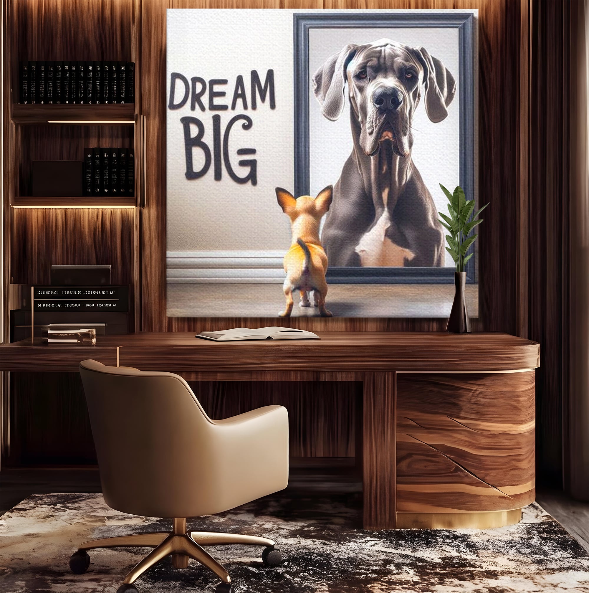 Leinwandbilder Premium LuxCanva® F1001, Die Macht der Träume, Inspiration, Ehrgeiz, Ziele, Gewinner, Hunde, Wohnzimmer, Lebendige Farben