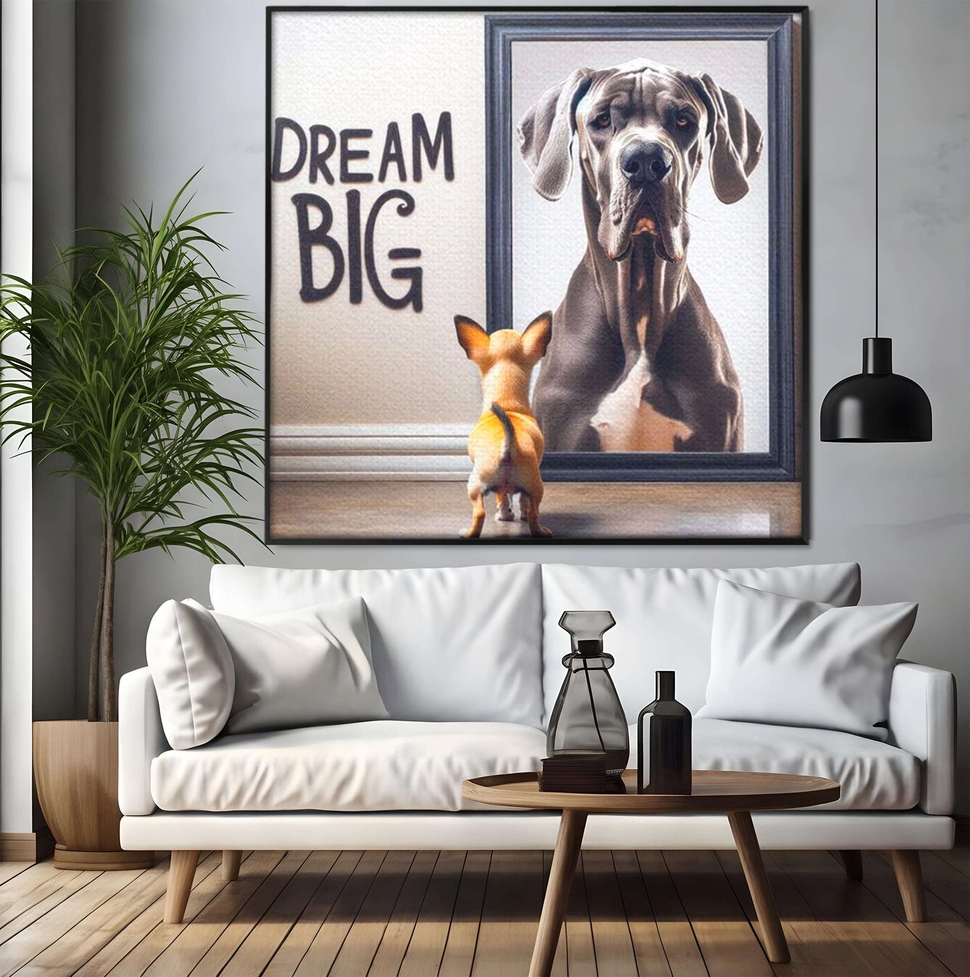 Leinwandbilder Premium LuxCanva® F1001, Die Macht der Träume, Inspiration, Ehrgeiz, Ziele, Gewinner, Hunde, Wohnzimmer, Lebendige Farben
