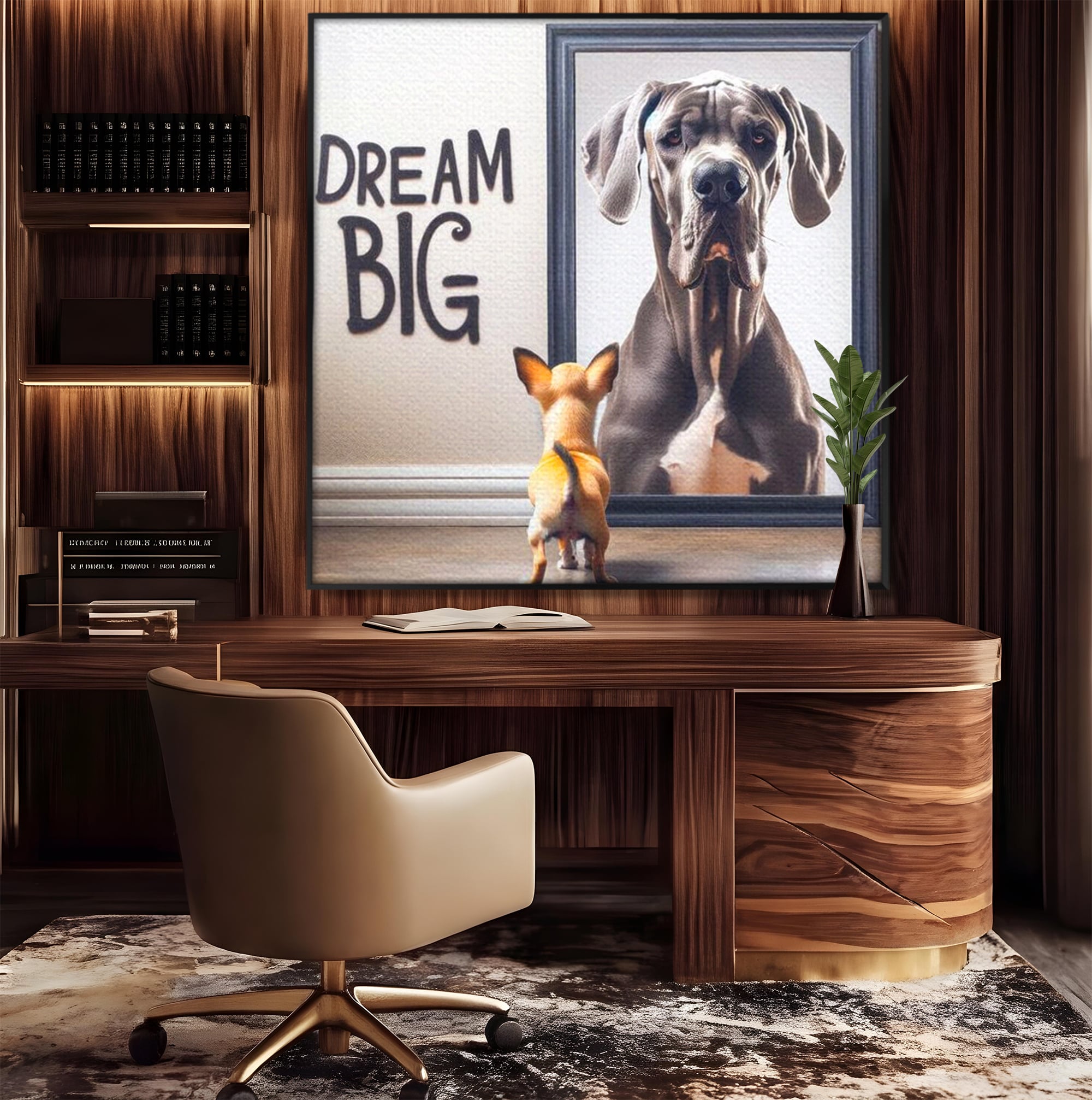 Leinwandbilder Premium LuxCanva® F1001, Die Macht der Träume, Inspiration, Ehrgeiz, Ziele, Gewinner, Hunde, Wohnzimmer, Lebendige Farben