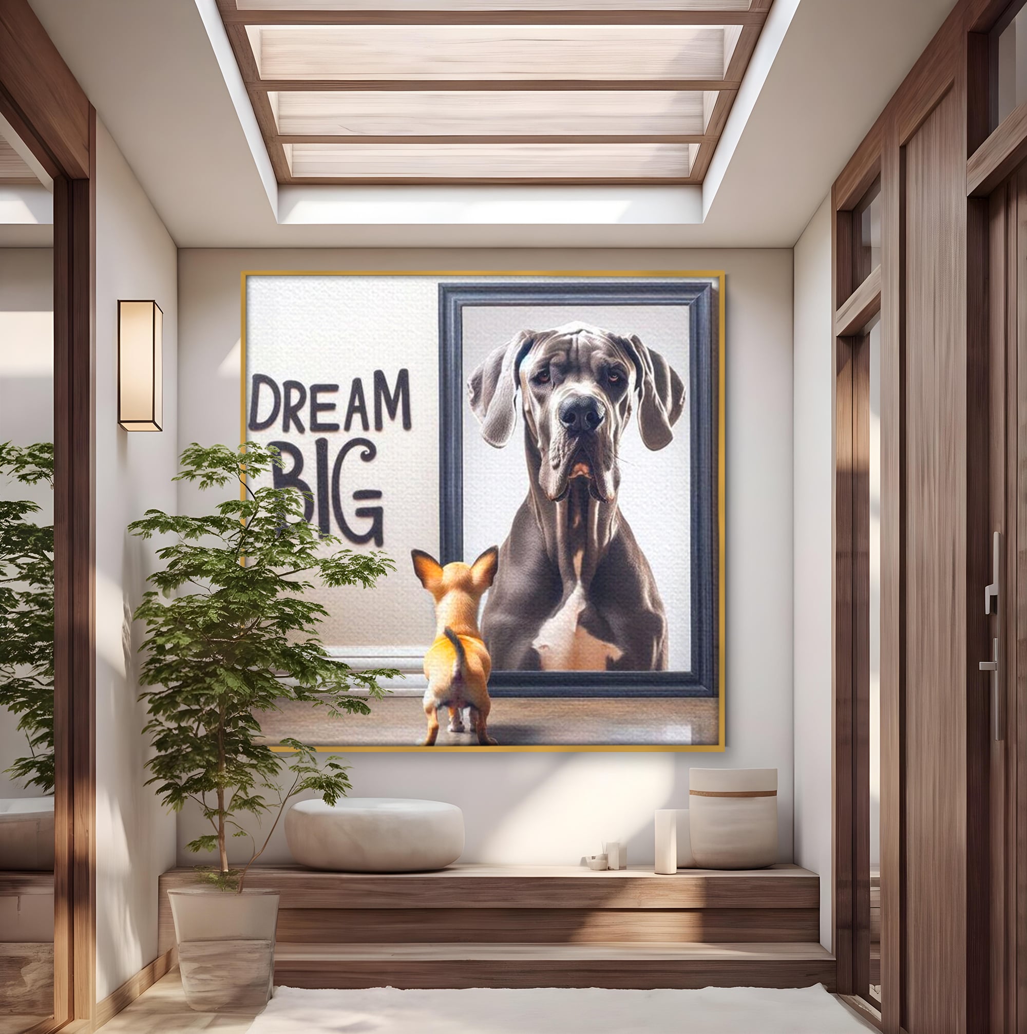 Leinwandbilder Premium LuxCanva® F1001, Die Macht der Träume, Inspiration, Ehrgeiz, Ziele, Gewinner, Hunde, Wohnzimmer, Lebendige Farben