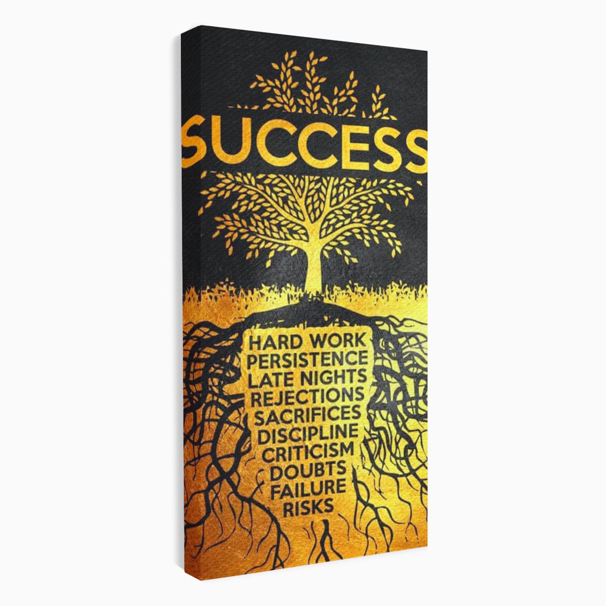 Leinwandbilder Leinwandbilder Premium LuxCanva® F1003, Roots of Success , Opfer, Aufopferung, Arbeit, Gewinner, Wurzeln, Baum, Wohnzimmer, Lebendige Farben