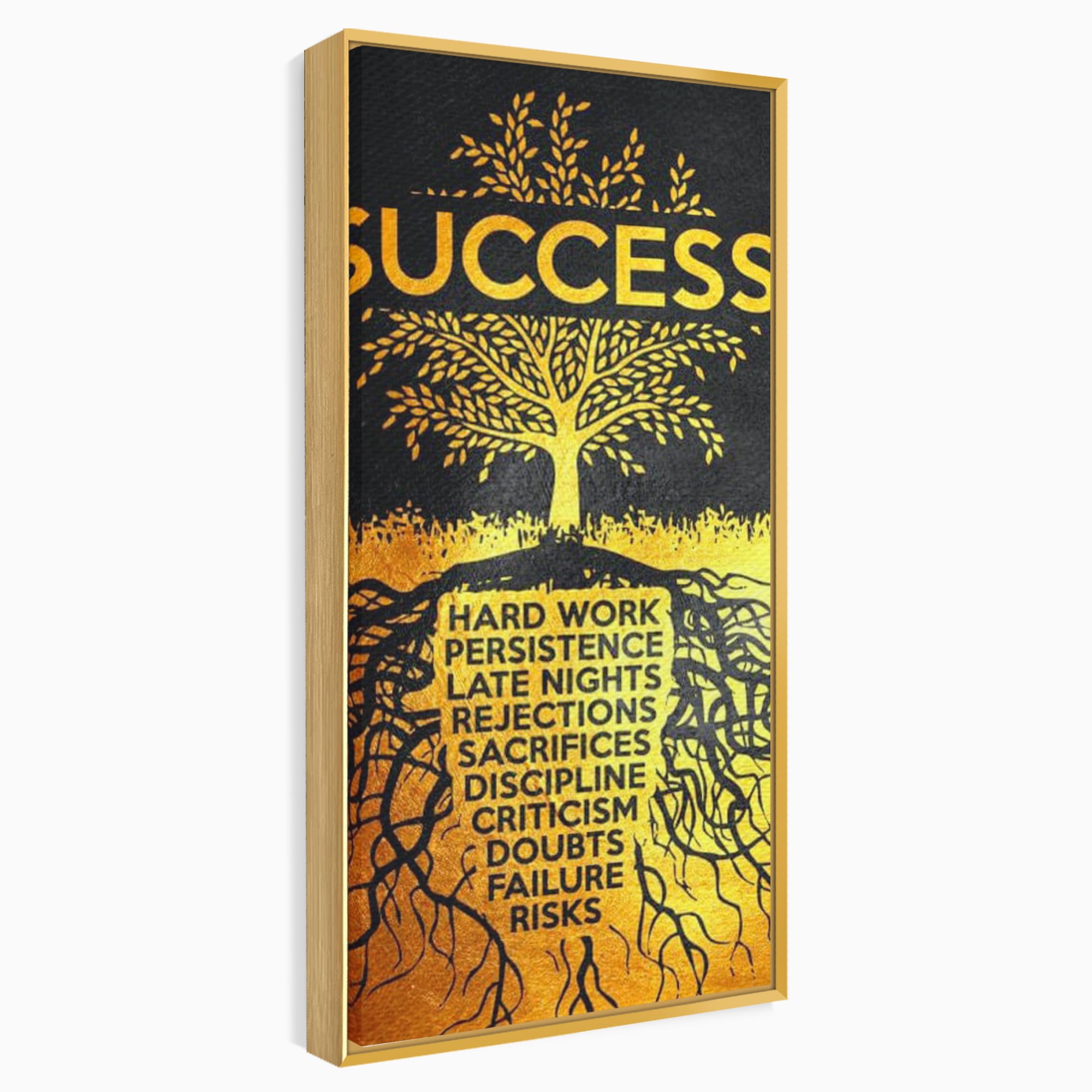 Leinwandbilder Leinwandbilder Premium LuxCanva® F1003, Roots of Success , Opfer, Aufopferung, Arbeit, Gewinner, Wurzeln, Baum, Wohnzimmer, Lebendige Farben