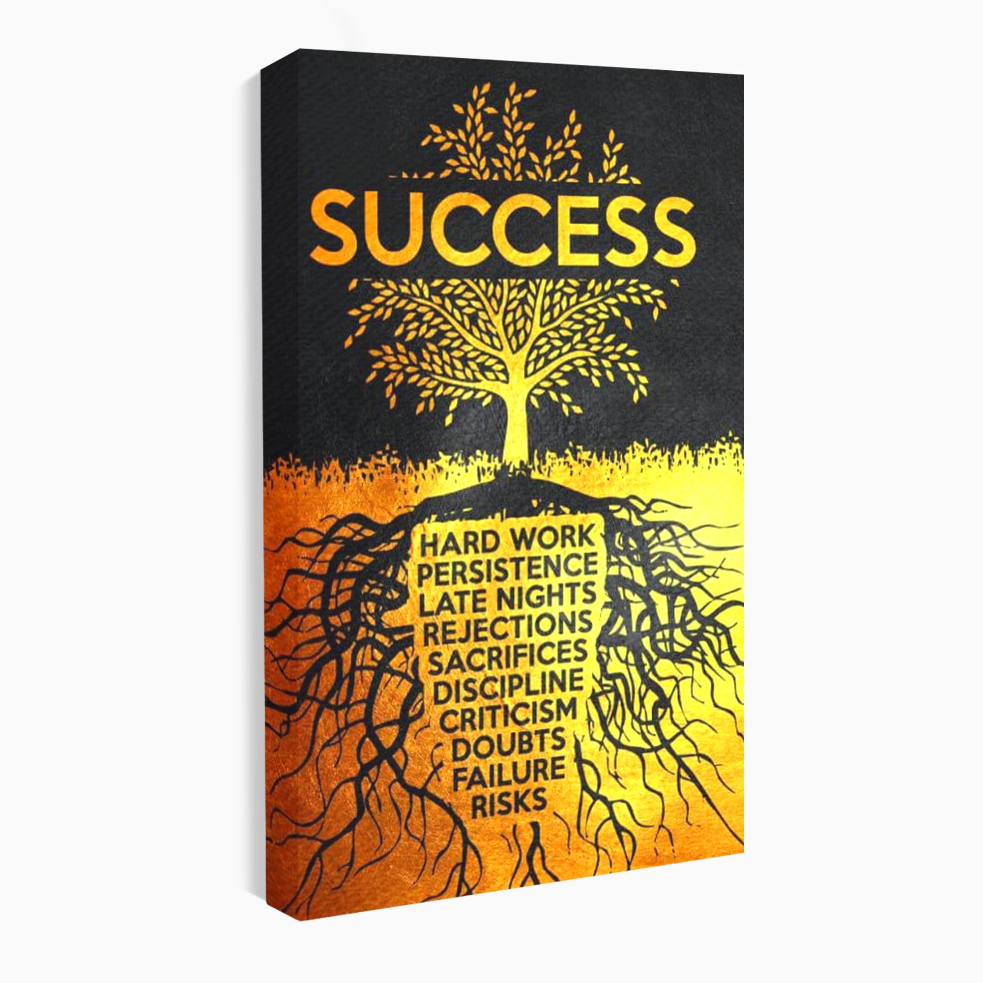 Leinwandbilder Leinwandbilder Premium LuxCanva® F1003, Roots of Success , Opfer, Aufopferung, Arbeit, Gewinner, Wurzeln, Baum, Wohnzimmer, Lebendige Farben