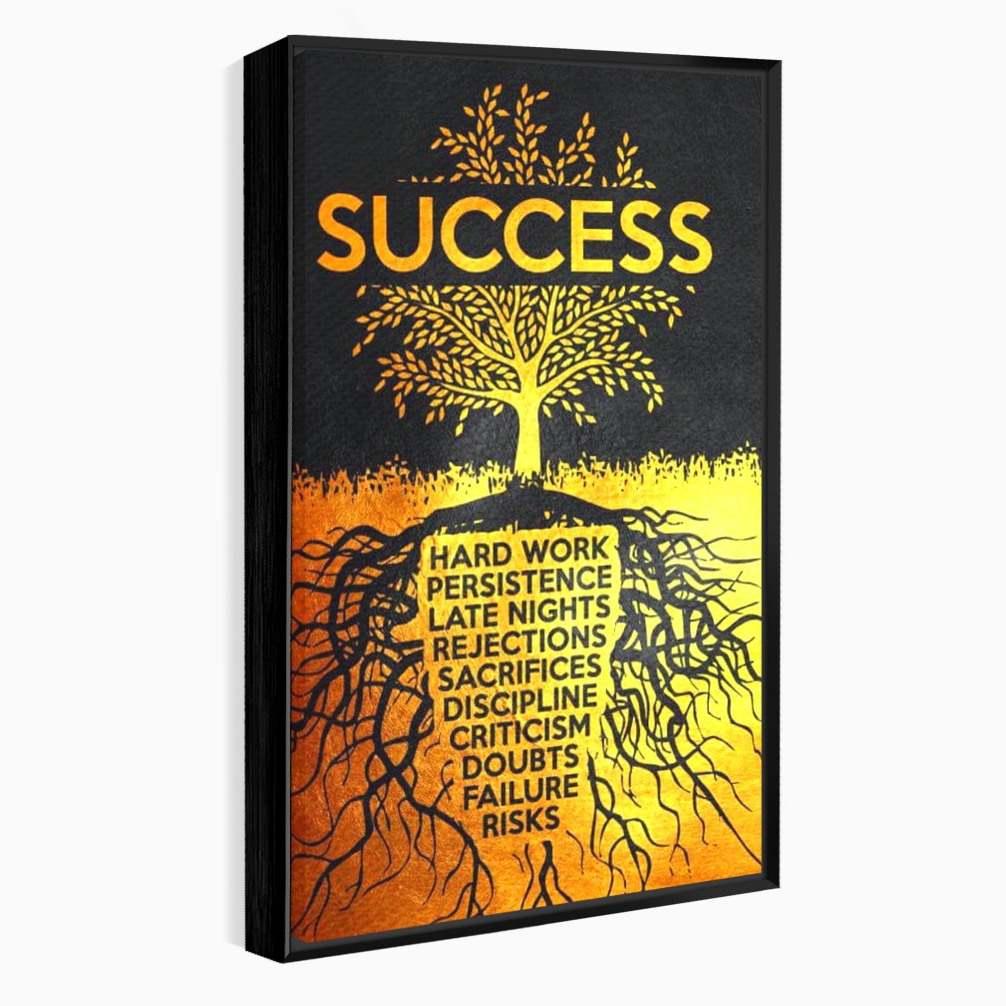 Leinwandbilder Leinwandbilder Premium LuxCanva® F1003, Roots of Success , Opfer, Aufopferung, Arbeit, Gewinner, Wurzeln, Baum, Wohnzimmer, Lebendige Farben