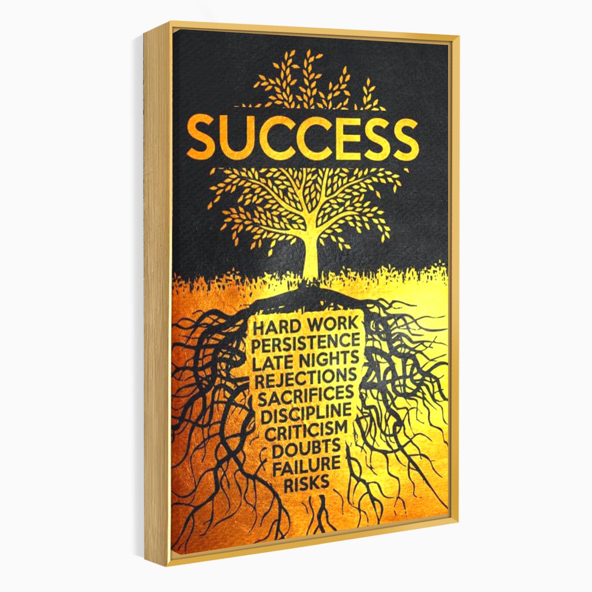 Leinwandbilder Leinwandbilder Premium LuxCanva® F1003, Roots of Success , Opfer, Aufopferung, Arbeit, Gewinner, Wurzeln, Baum, Wohnzimmer, Lebendige Farben