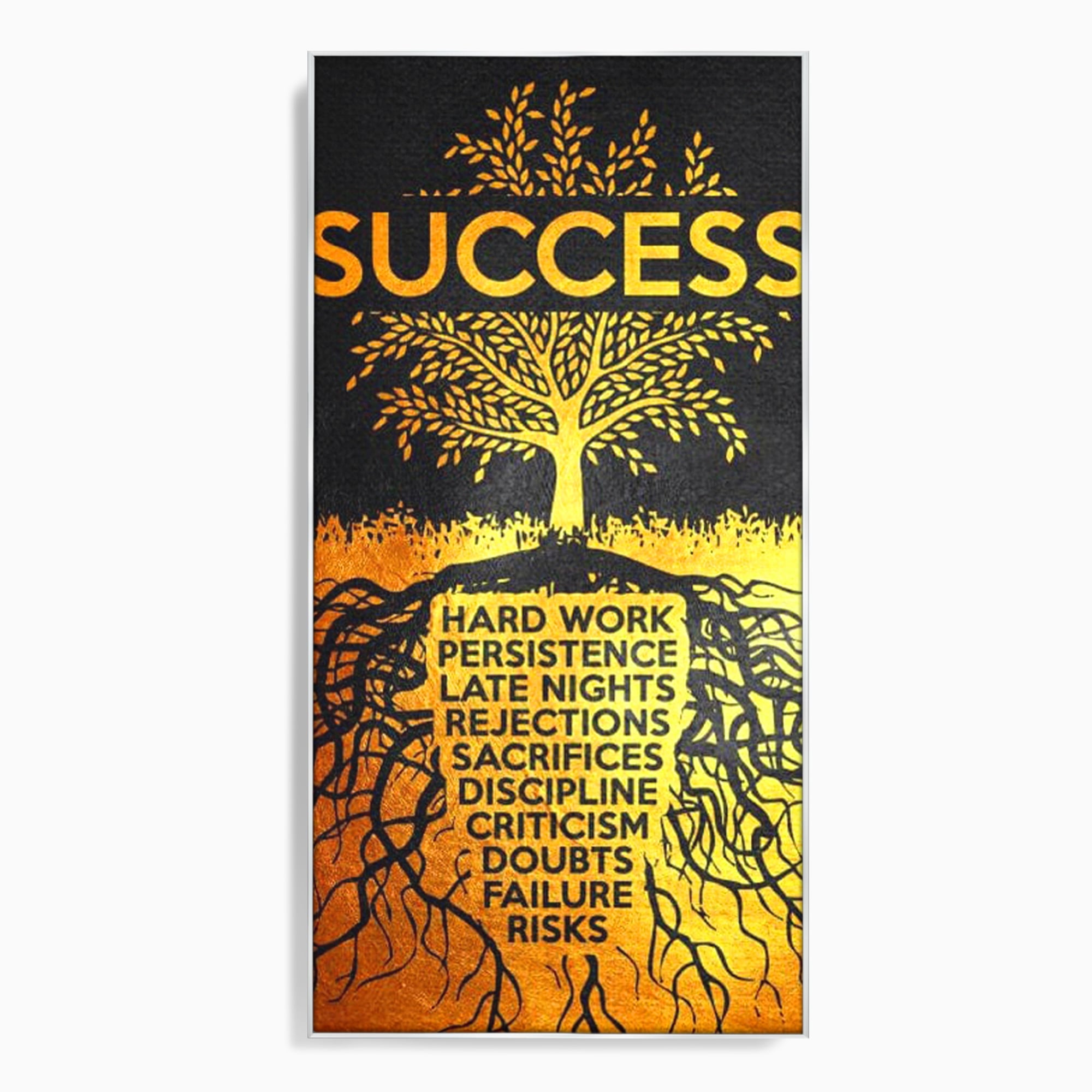 Leinwandbilder Leinwandbilder Premium LuxCanva® F1003, Roots of Success , Opfer, Aufopferung, Arbeit, Gewinner, Wurzeln, Baum, Wohnzimmer, Lebendige Farben