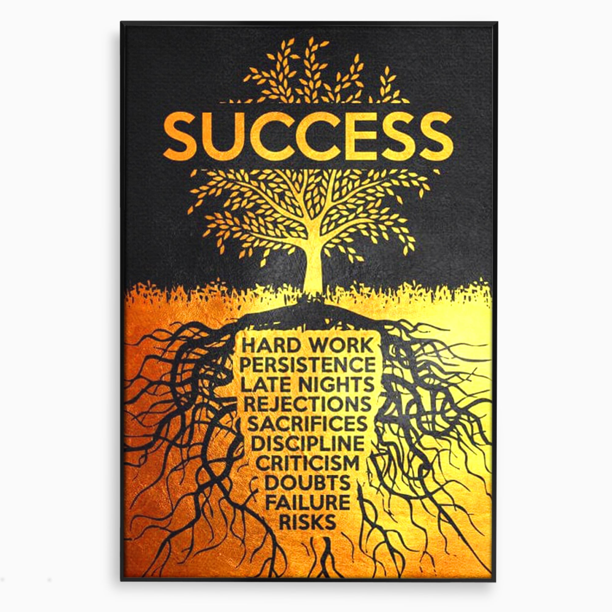 Leinwandbilder Leinwandbilder Premium LuxCanva® F1003, Roots of Success , Opfer, Aufopferung, Arbeit, Gewinner, Wurzeln, Baum, Wohnzimmer, Lebendige Farben