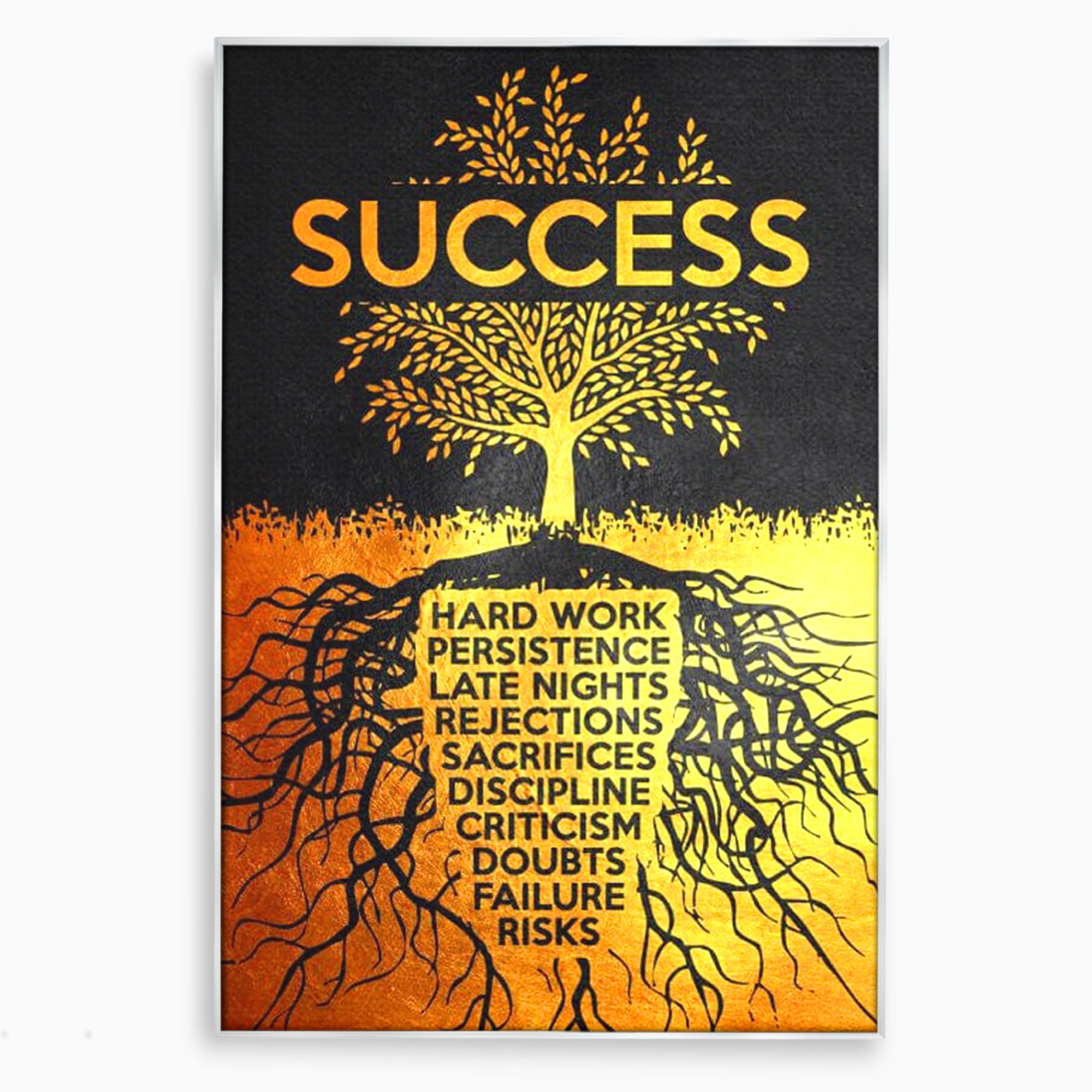 Leinwandbilder Leinwandbilder Premium LuxCanva® F1003, Roots of Success , Opfer, Aufopferung, Arbeit, Gewinner, Wurzeln, Baum, Wohnzimmer, Lebendige Farben