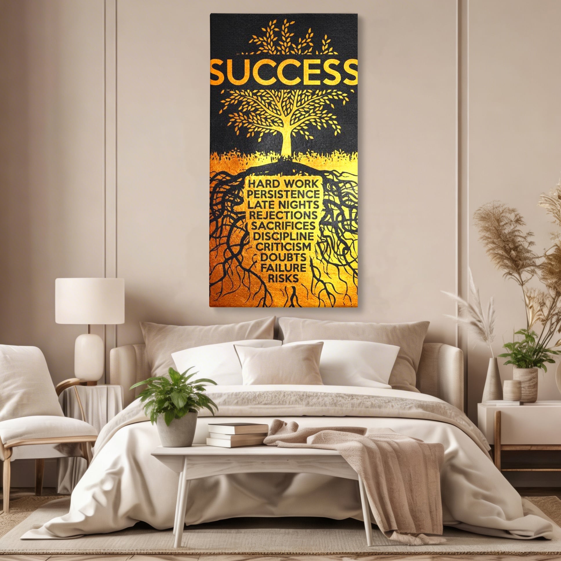 Leinwandbilder Leinwandbilder Premium LuxCanva® F1003, Roots of Success , Opfer, Aufopferung, Arbeit, Gewinner, Wurzeln, Baum, Wohnzimmer, Lebendige Farben
