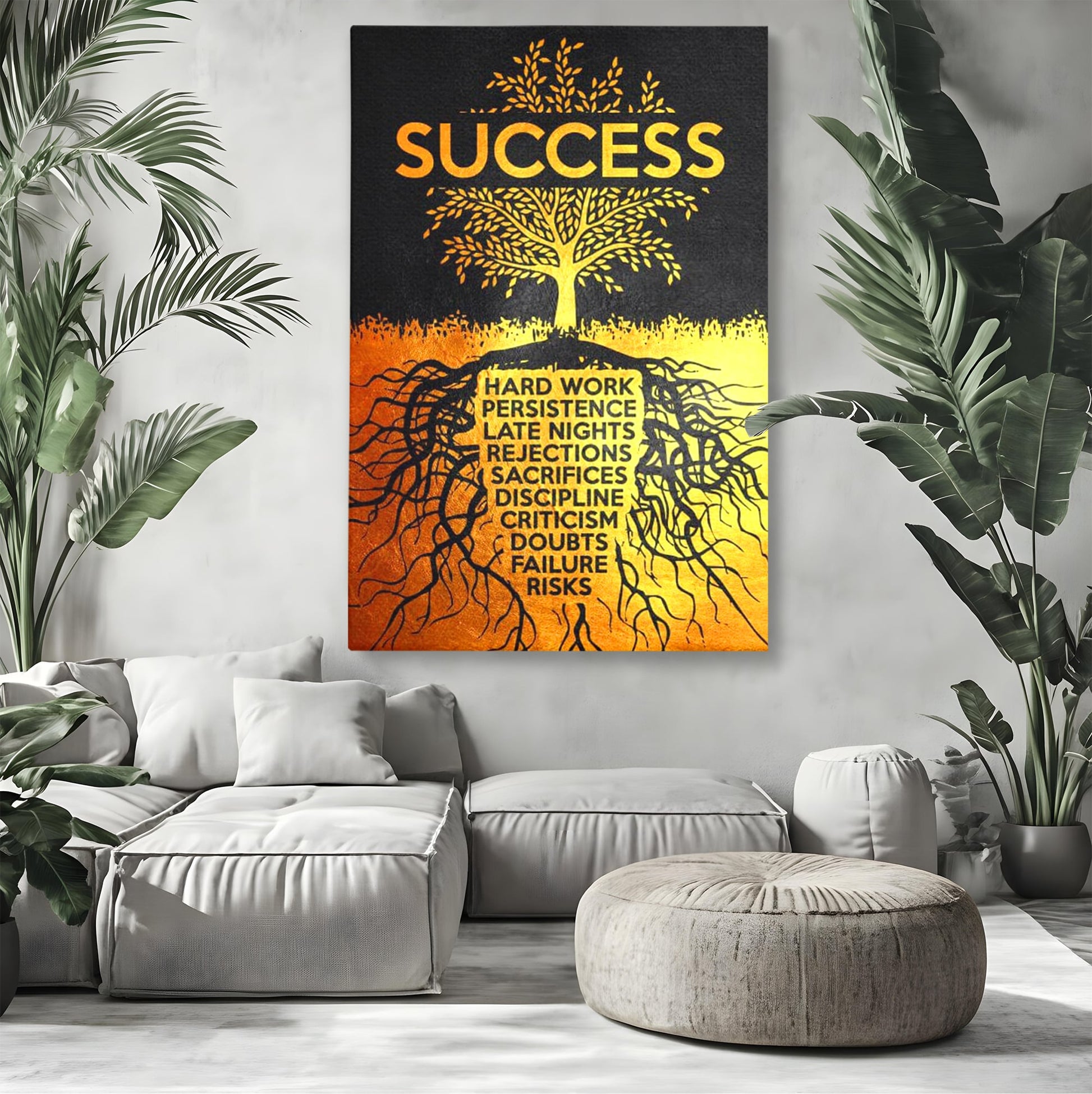 Leinwandbilder Leinwandbilder Premium LuxCanva® F1003, Roots of Success , Opfer, Aufopferung, Arbeit, Gewinner, Wurzeln, Baum, Wohnzimmer, Lebendige Farben