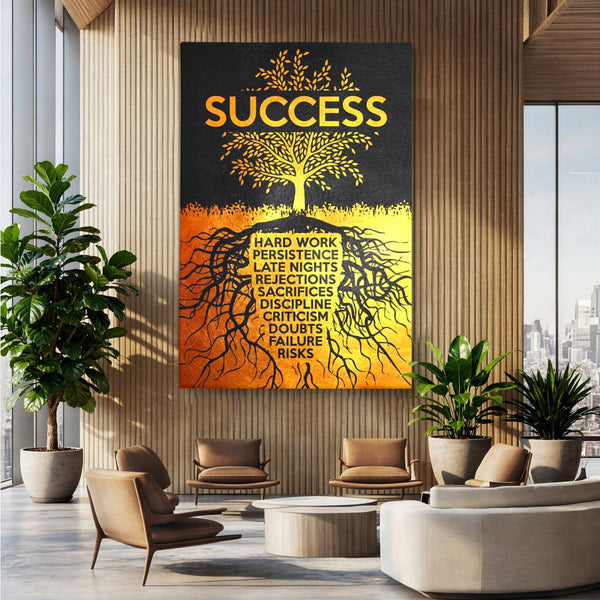 Leinwandbilder Leinwandbilder Premium LuxCanva® F1003, Roots of Success , Opfer, Aufopferung, Arbeit, Gewinner, Wurzeln, Baum, Wohnzimmer, Lebendige Farben