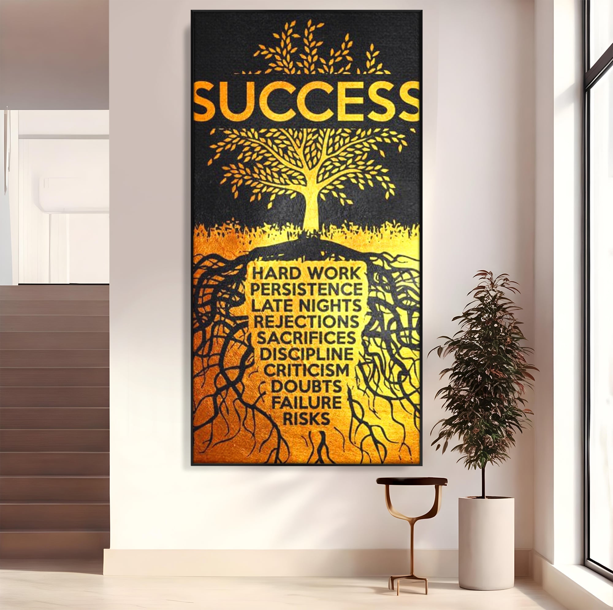 Leinwandbilder Leinwandbilder Premium LuxCanva® F1003, Roots of Success , Opfer, Aufopferung, Arbeit, Gewinner, Wurzeln, Baum, Wohnzimmer, Lebendige Farben