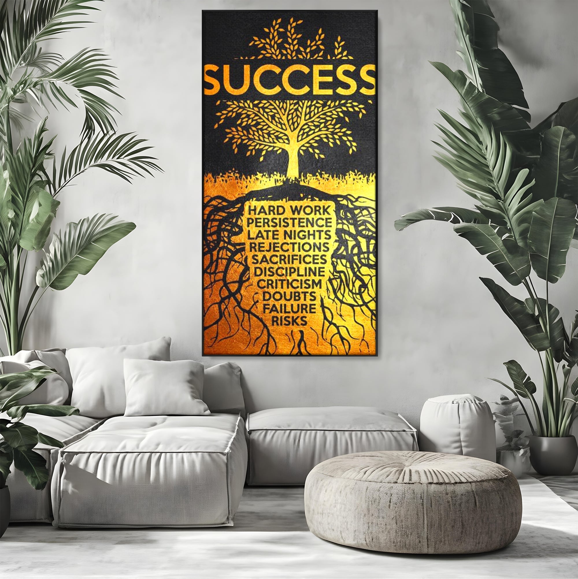 Leinwandbilder Leinwandbilder Premium LuxCanva® F1003, Roots of Success , Opfer, Aufopferung, Arbeit, Gewinner, Wurzeln, Baum, Wohnzimmer, Lebendige Farben