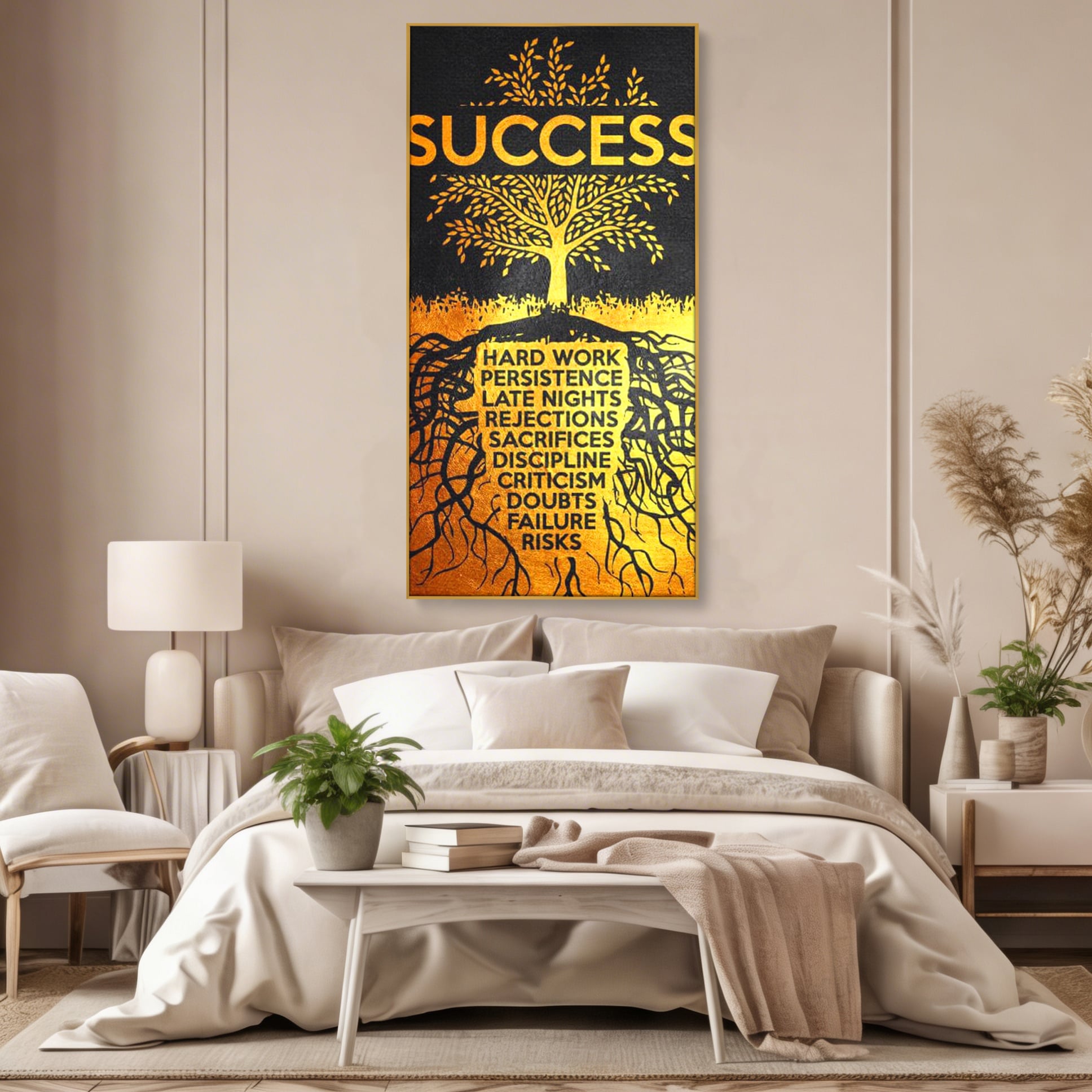 Leinwandbilder Leinwandbilder Premium LuxCanva® F1003, Roots of Success , Opfer, Aufopferung, Arbeit, Gewinner, Wurzeln, Baum, Wohnzimmer, Lebendige Farben