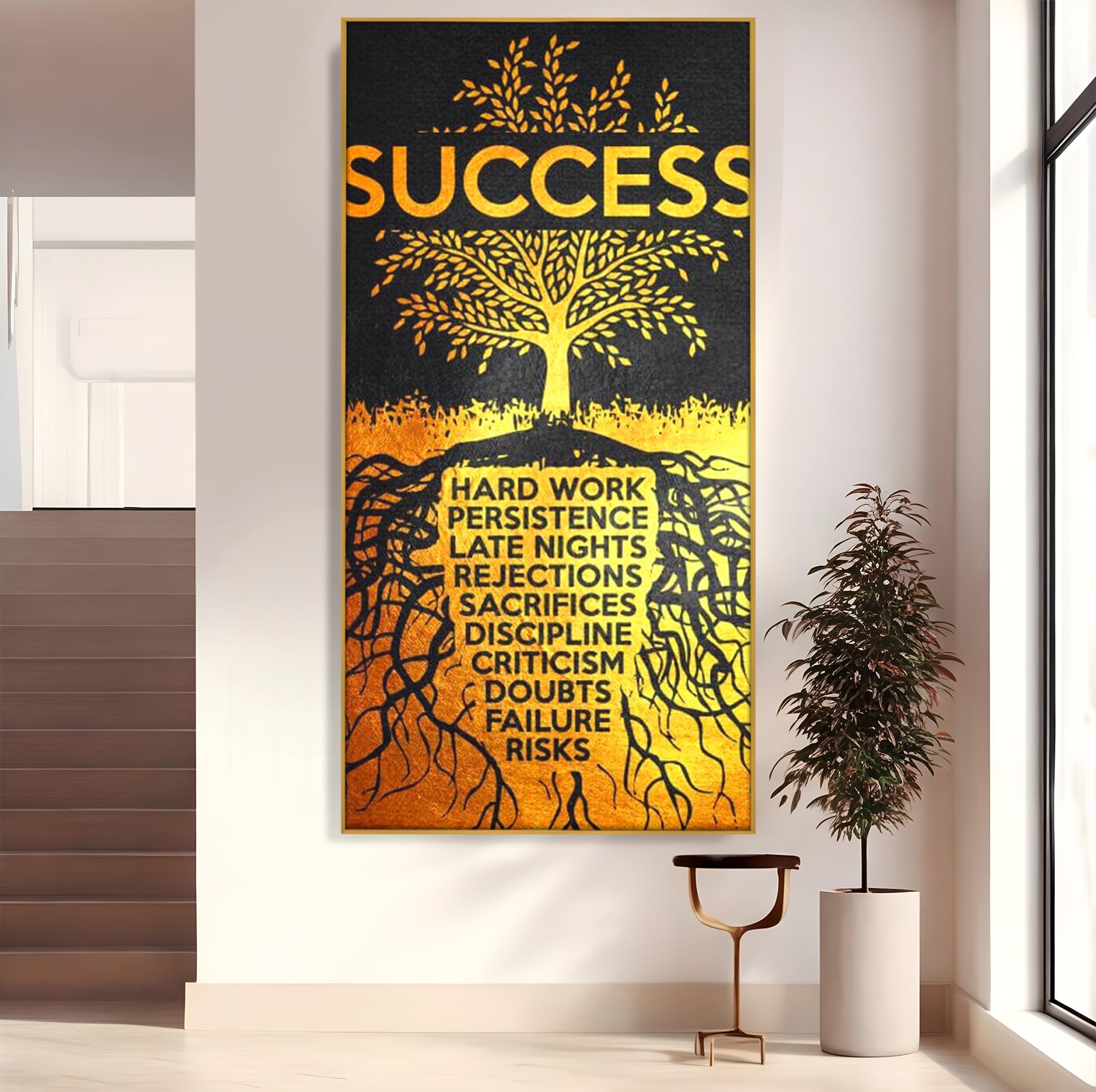 Leinwandbilder Leinwandbilder Premium LuxCanva® F1003, Roots of Success , Opfer, Aufopferung, Arbeit, Gewinner, Wurzeln, Baum, Wohnzimmer, Lebendige Farben
