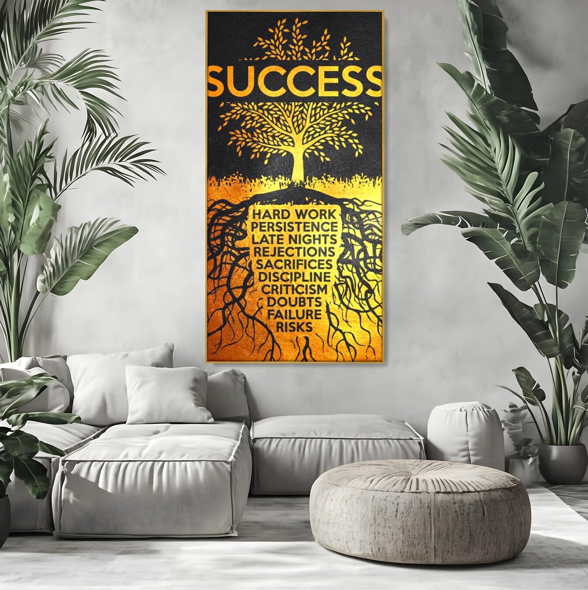 Leinwandbilder Leinwandbilder Premium LuxCanva® F1003, Roots of Success , Opfer, Aufopferung, Arbeit, Gewinner, Wurzeln, Baum, Wohnzimmer, Lebendige Farben