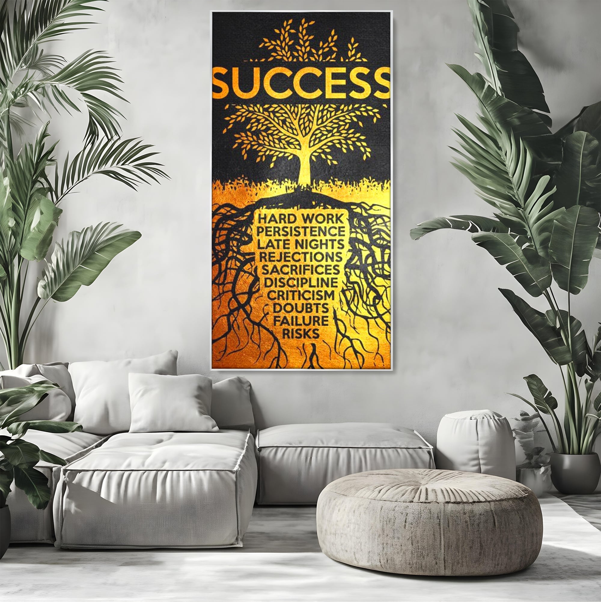 Leinwandbilder Leinwandbilder Premium LuxCanva® F1003, Roots of Success , Opfer, Aufopferung, Arbeit, Gewinner, Wurzeln, Baum, Wohnzimmer, Lebendige Farben