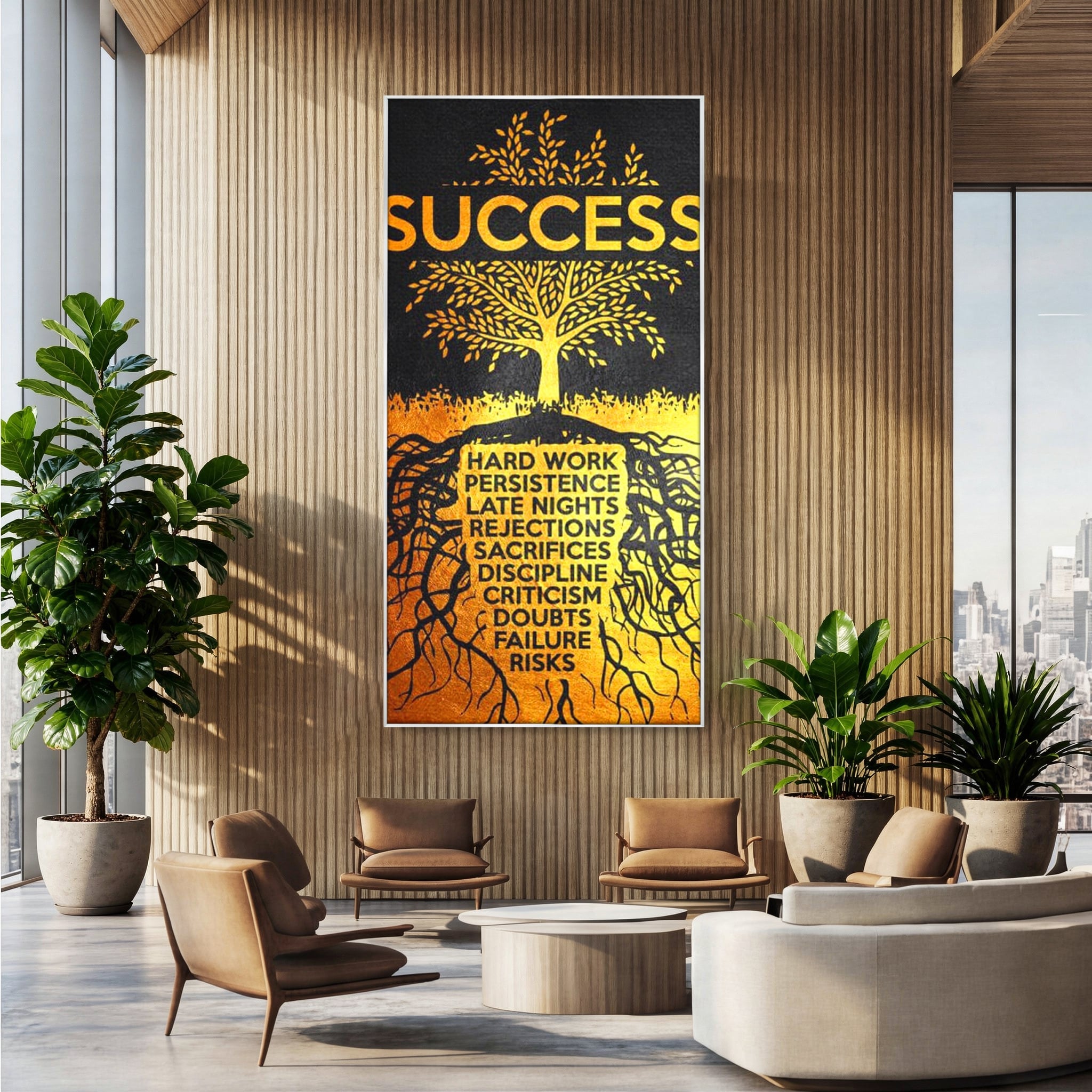 Leinwandbilder Leinwandbilder Premium LuxCanva® F1003, Roots of Success , Opfer, Aufopferung, Arbeit, Gewinner, Wurzeln, Baum, Wohnzimmer, Lebendige Farben