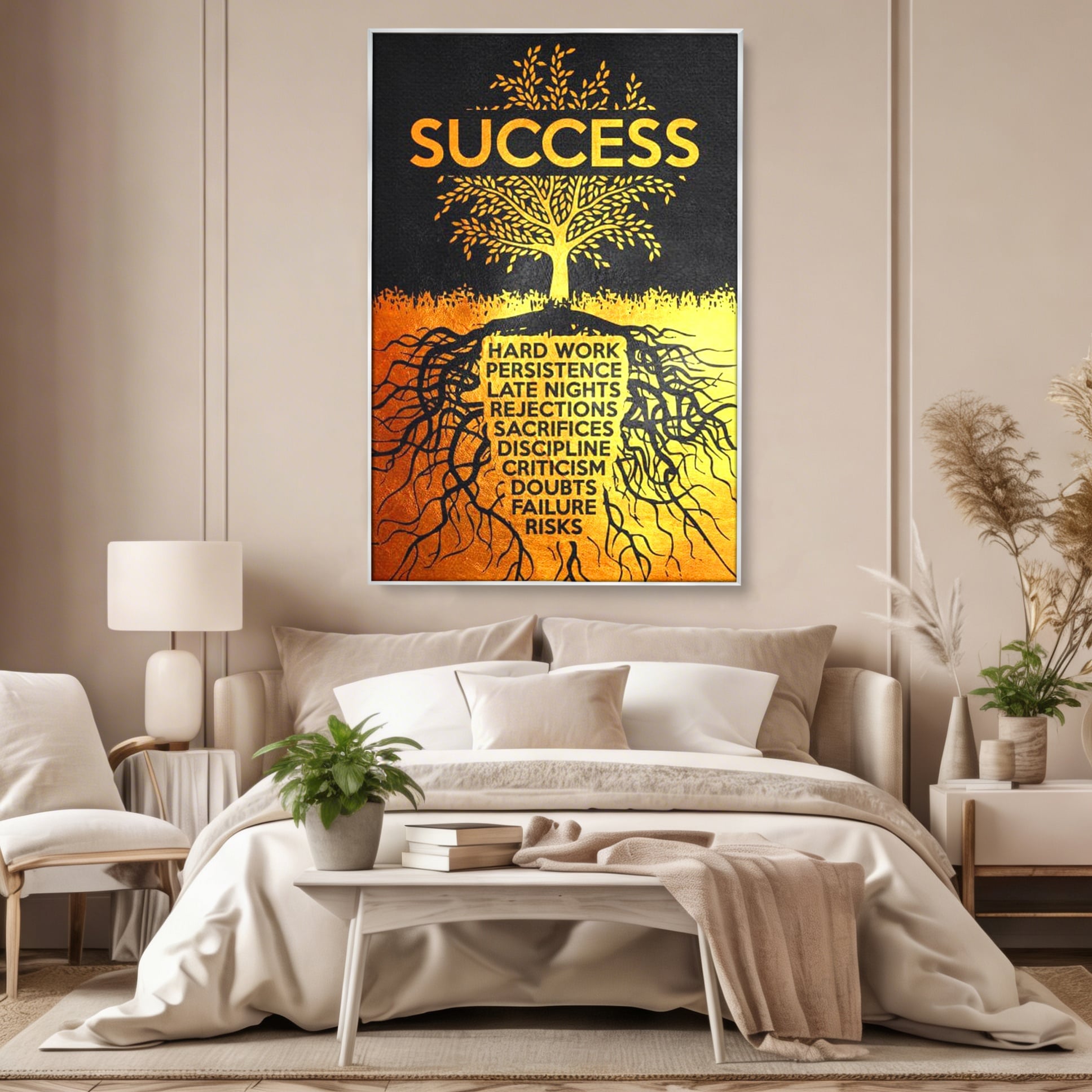 Leinwandbilder Leinwandbilder Premium LuxCanva® F1003, Roots of Success , Opfer, Aufopferung, Arbeit, Gewinner, Wurzeln, Baum, Wohnzimmer, Lebendige Farben
