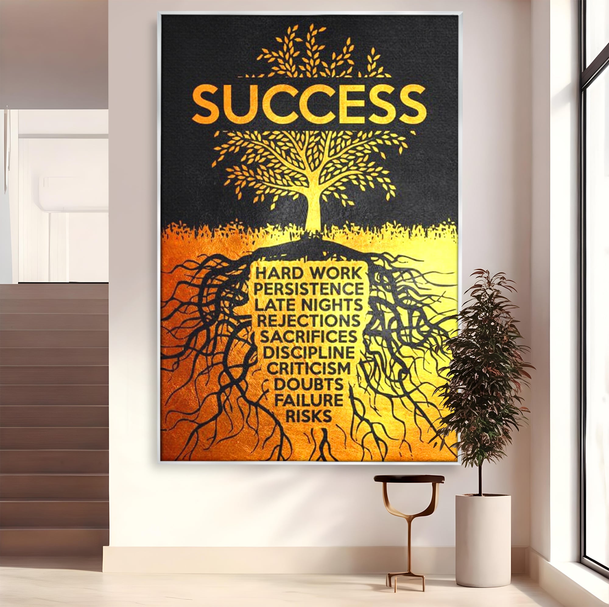 Leinwandbilder Leinwandbilder Premium LuxCanva® F1003, Roots of Success , Opfer, Aufopferung, Arbeit, Gewinner, Wurzeln, Baum, Wohnzimmer, Lebendige Farben