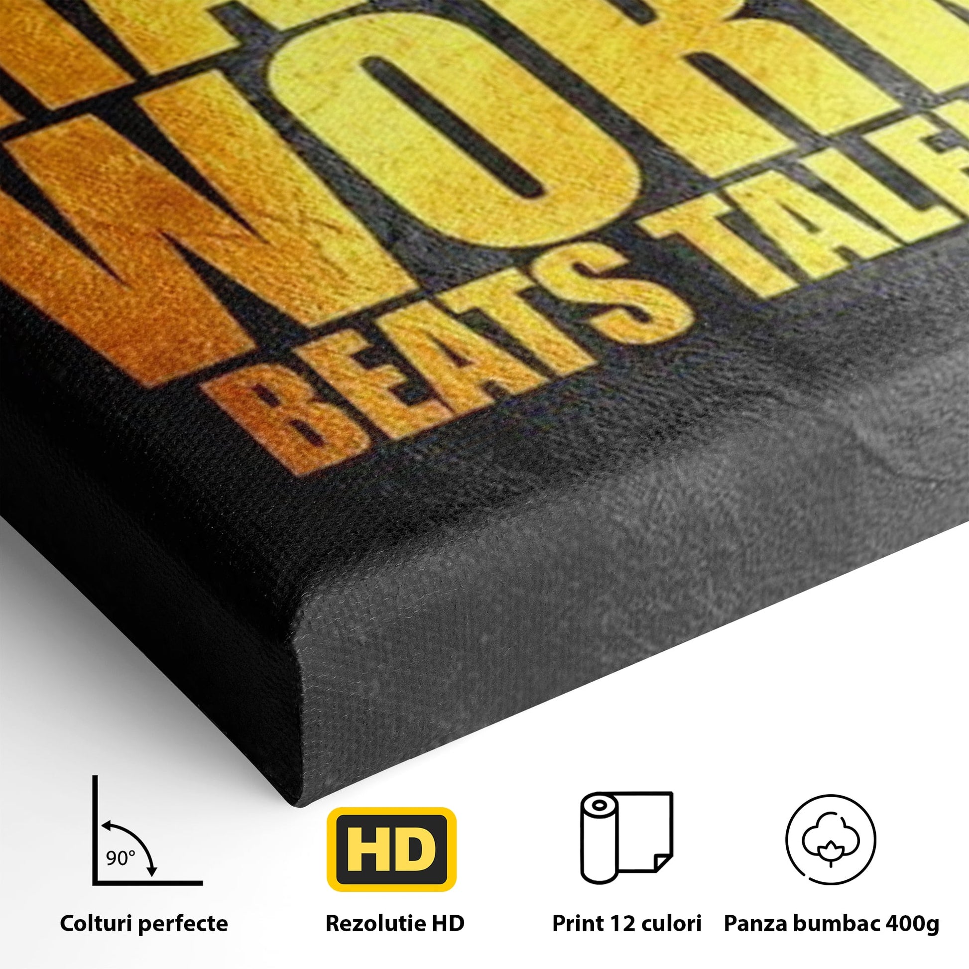 Tablou Canvas Premium LuxCanva® F1004, Munca Invinge Talentul , Succes, Dedicare, Efort, Inspirational, Progres, Living Room, Culori vibrante