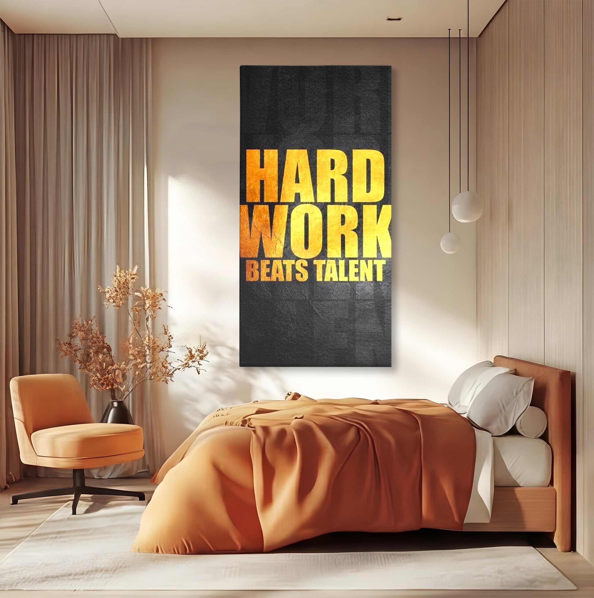 Tablou Canvas Premium LuxCanva® F1004, Munca Invinge Talentul , Succes, Dedicare, Efort, Inspirational, Progres, Living Room, Culori vibrante